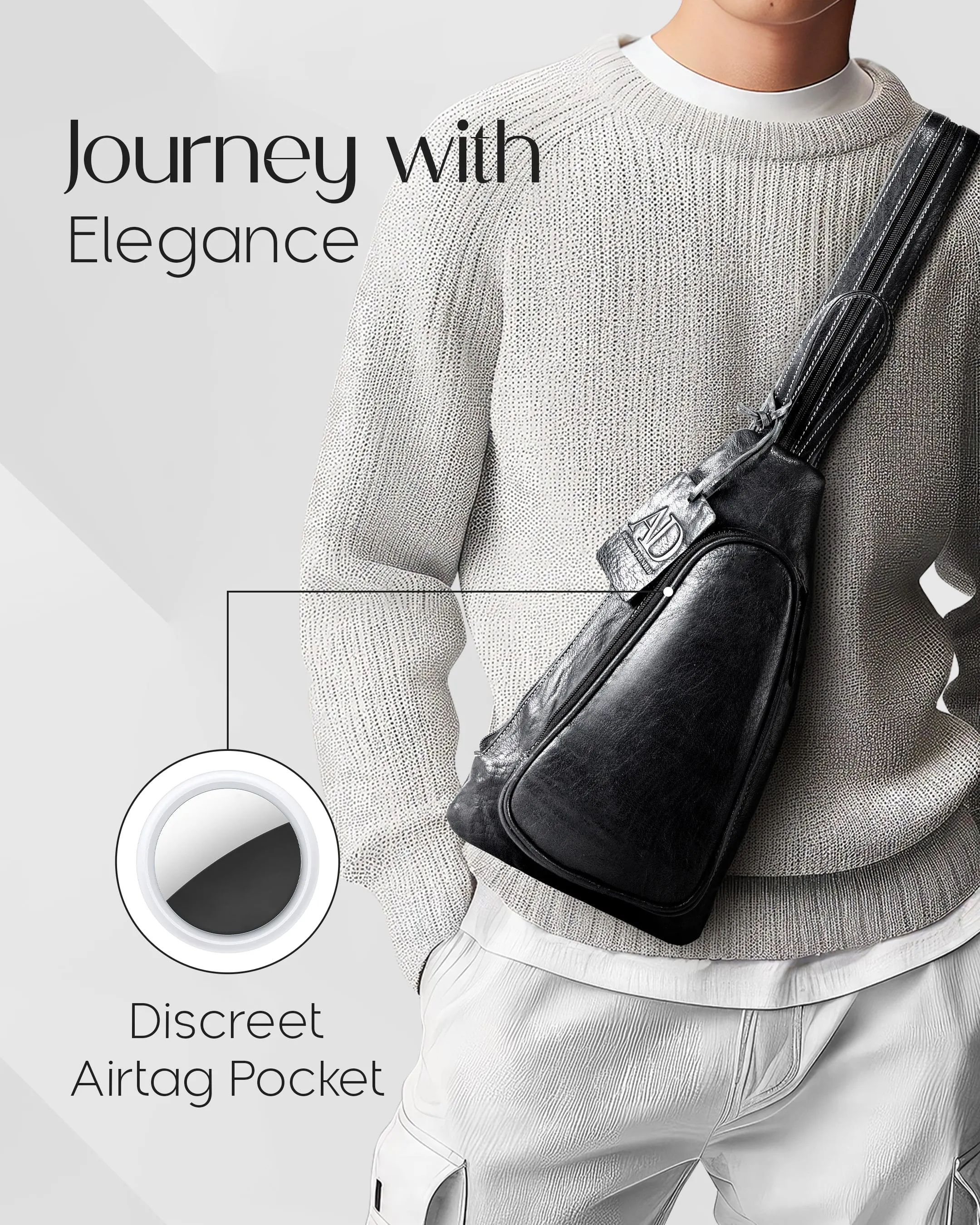 Genuine Leather Bikers Sling Bag - Image 3