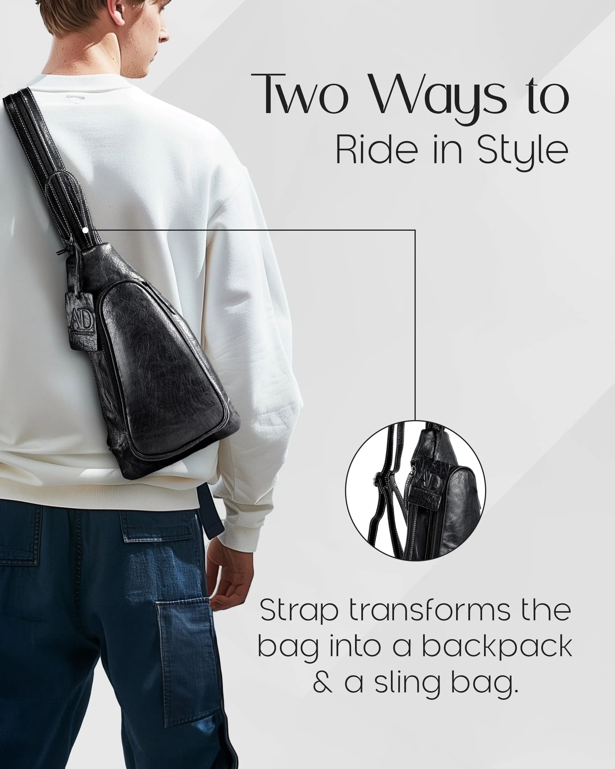 Genuine Leather Bikers Sling Bag - Image 6
