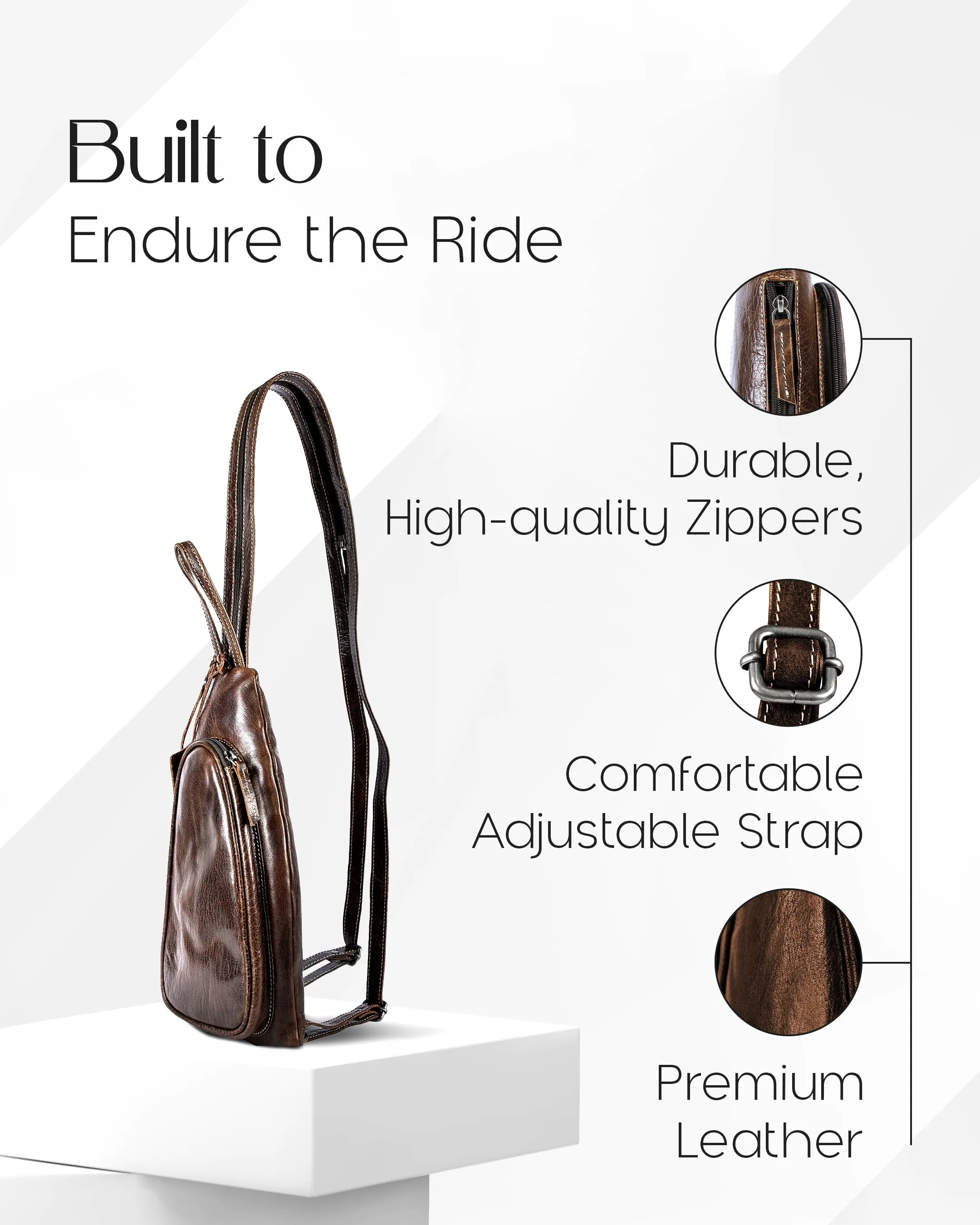 Genuine Leather Bikers Sling Bag - Image 8