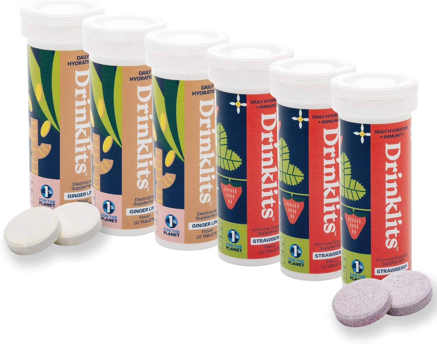 Ginger-Lime Daily Hydration & Strawberry Daily Immune Support (6) Tube Combo Pack