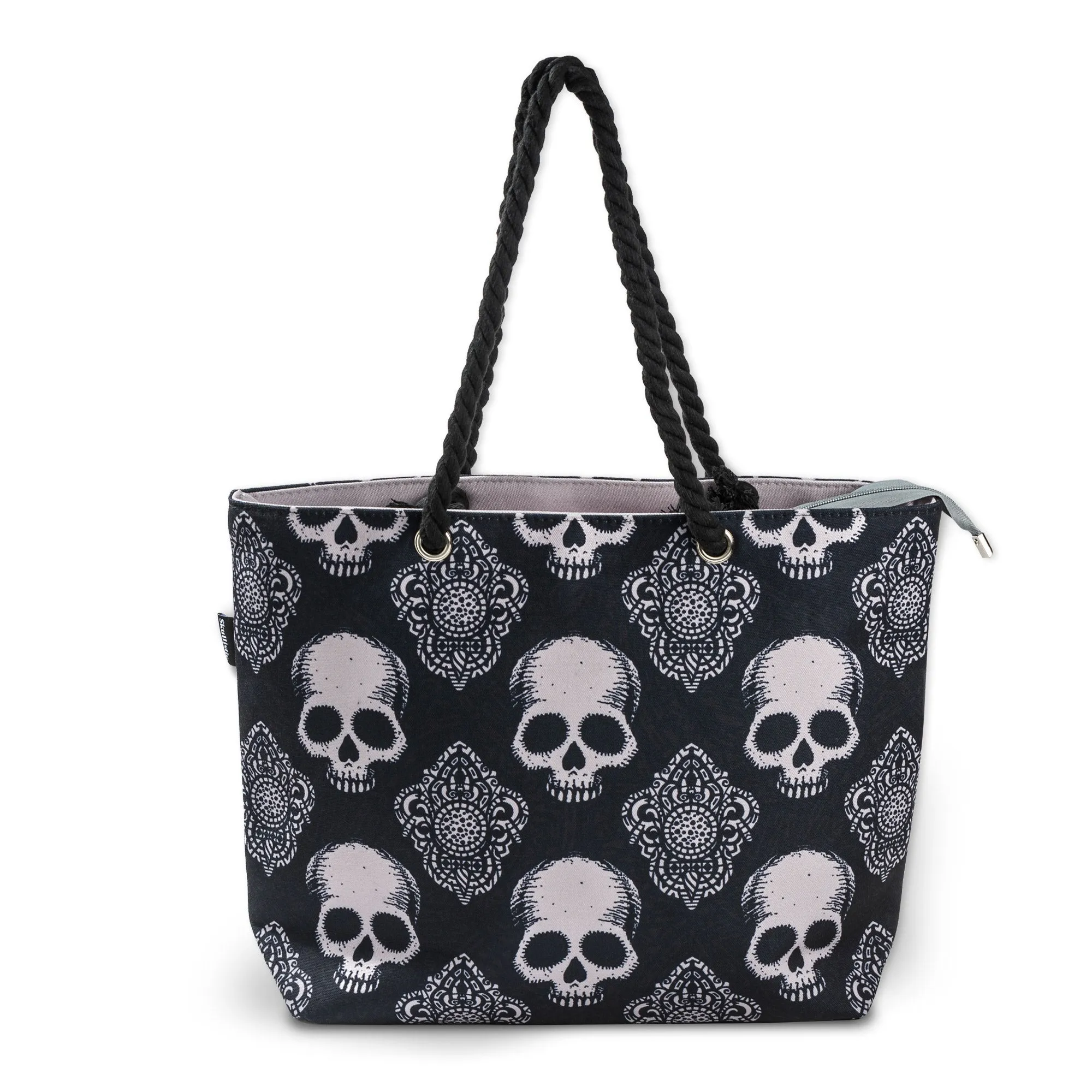 Gothic Black Skull Shoulder Beach Bag - Image 2