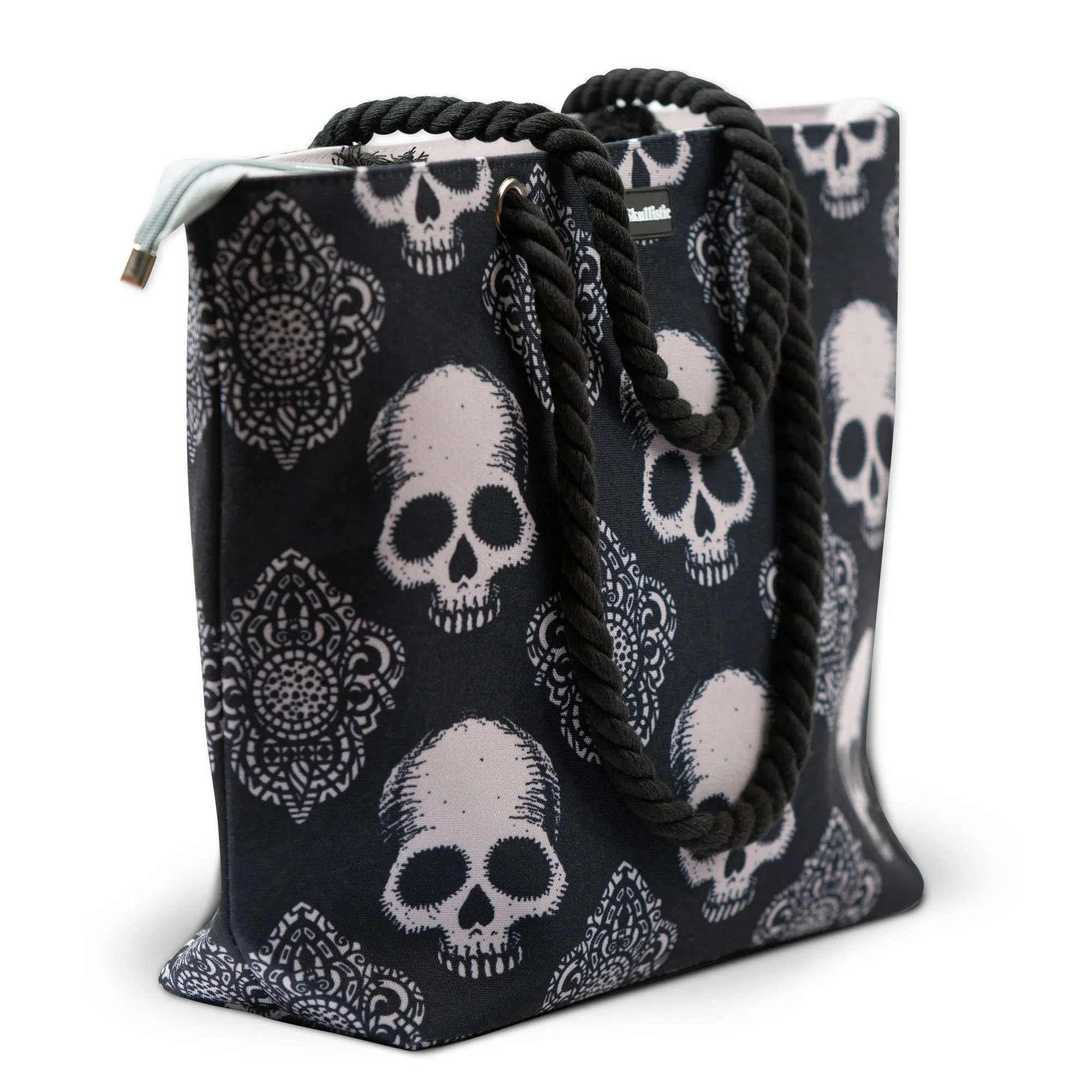 Gothic Black Skull Shoulder Beach Bag - Image 5