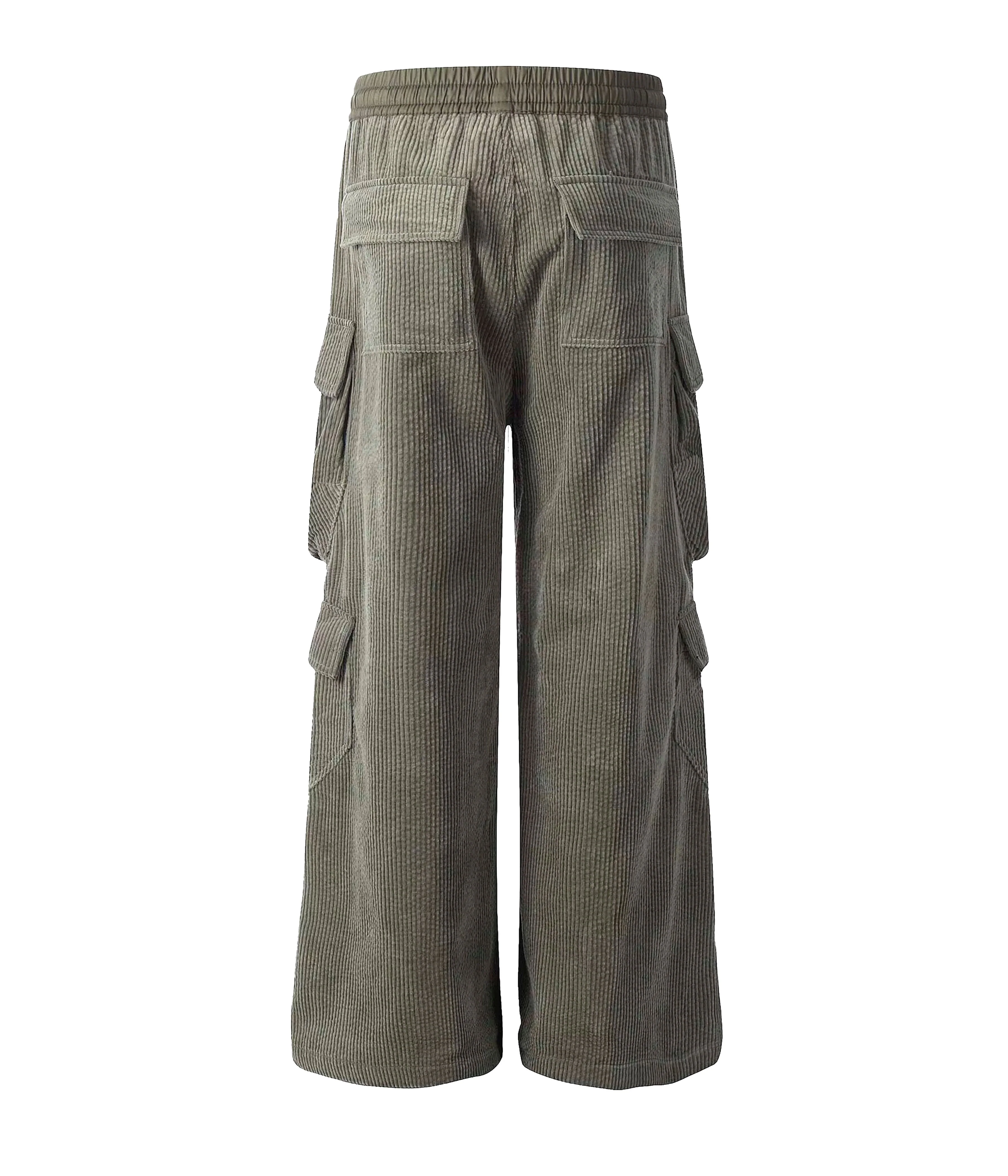 GREY CORDUROY DRAWSTRING CARGO PANTS - Image 2