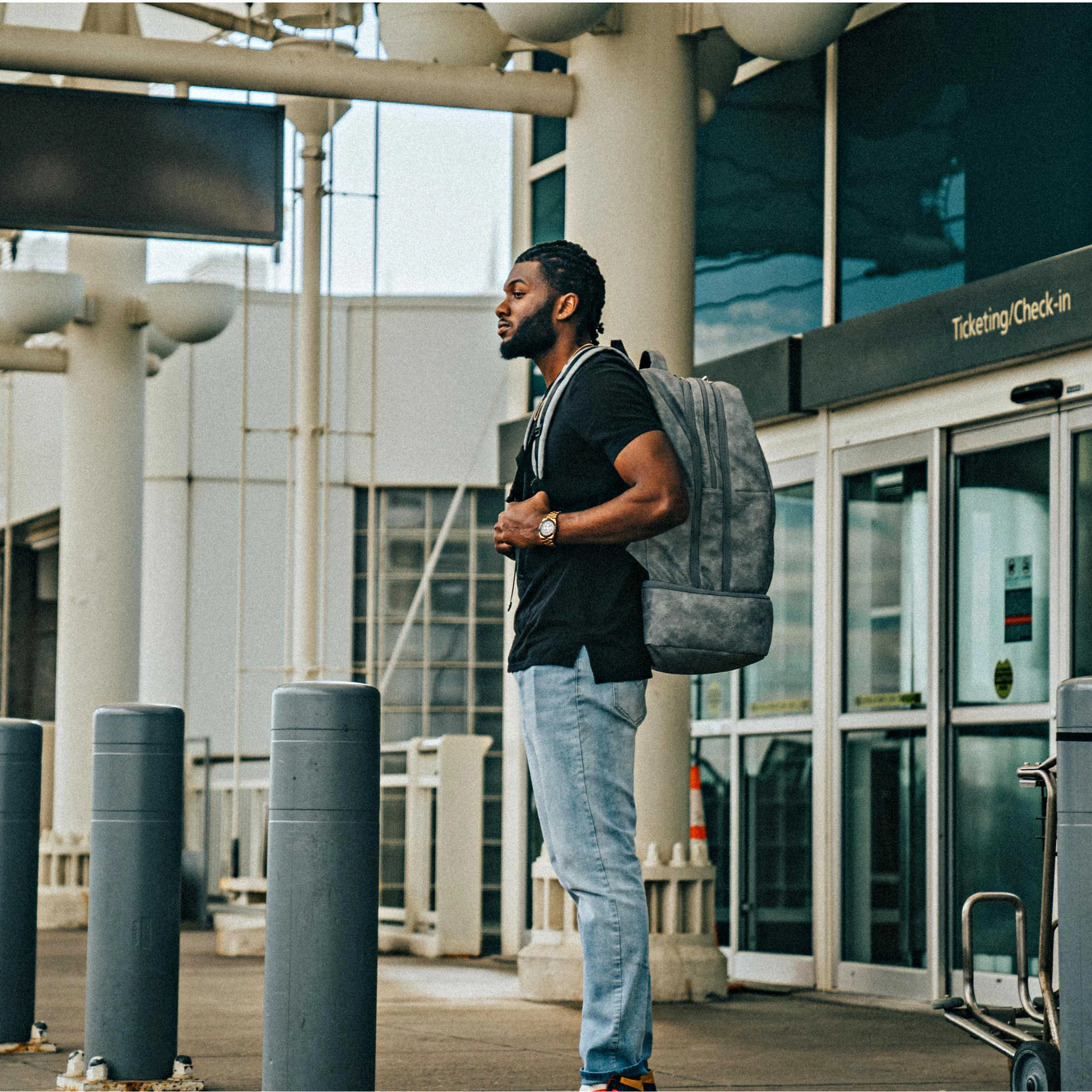 Grey Leather Luxury Carry-On Backpack (Patented Signature Design) - Image 6