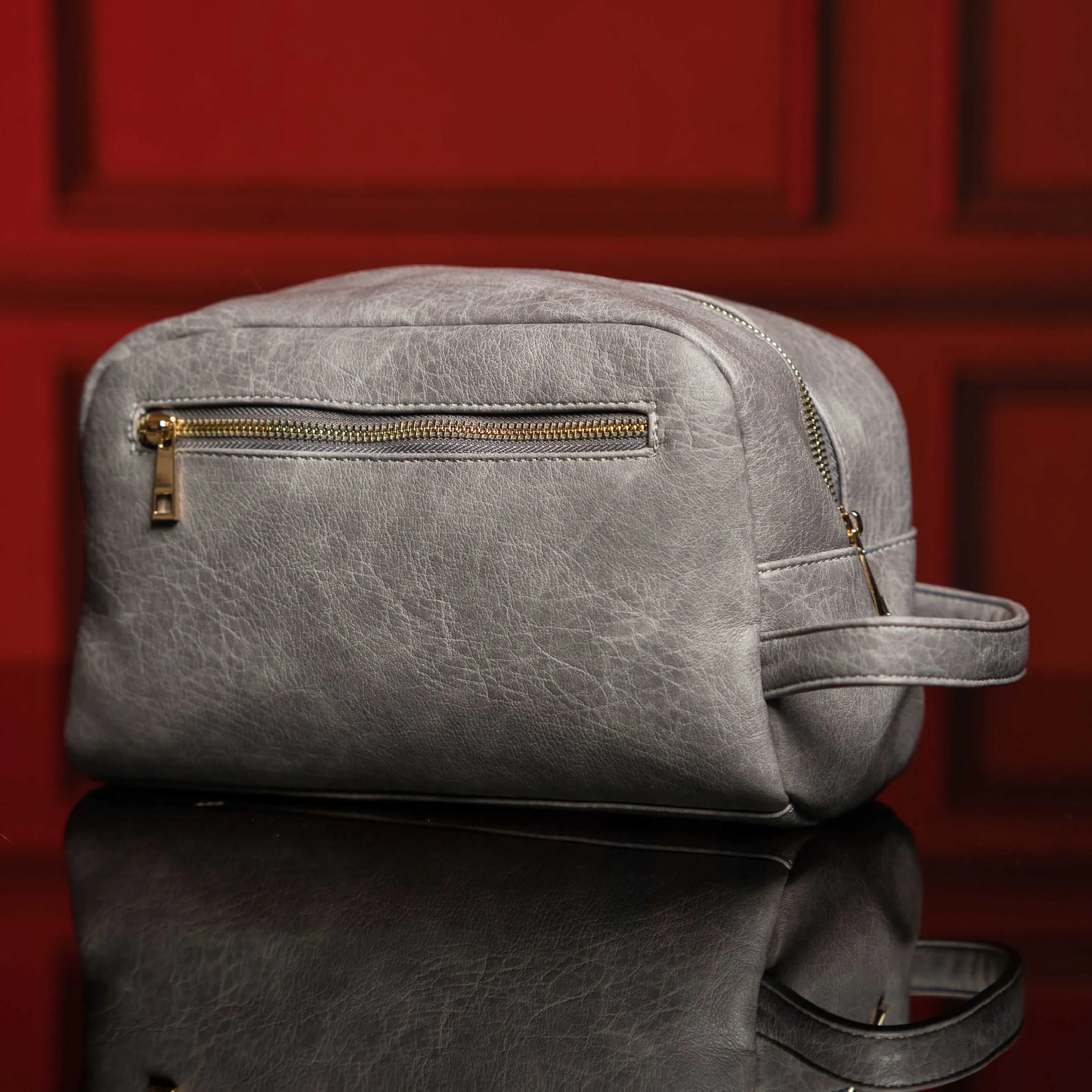 Grey Leather Toiletry Bag - Image 2