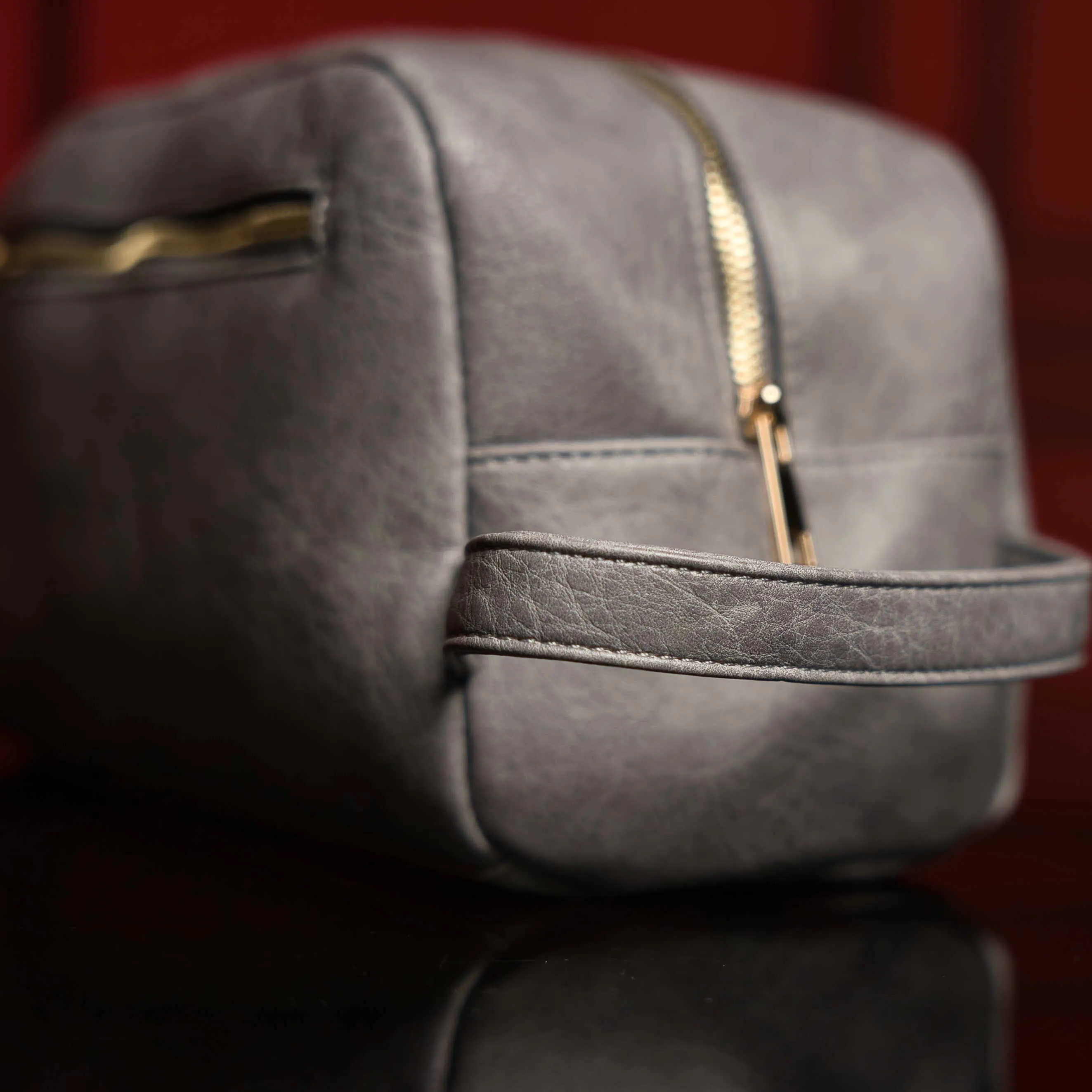 Grey Leather Toiletry Bag - Image 3