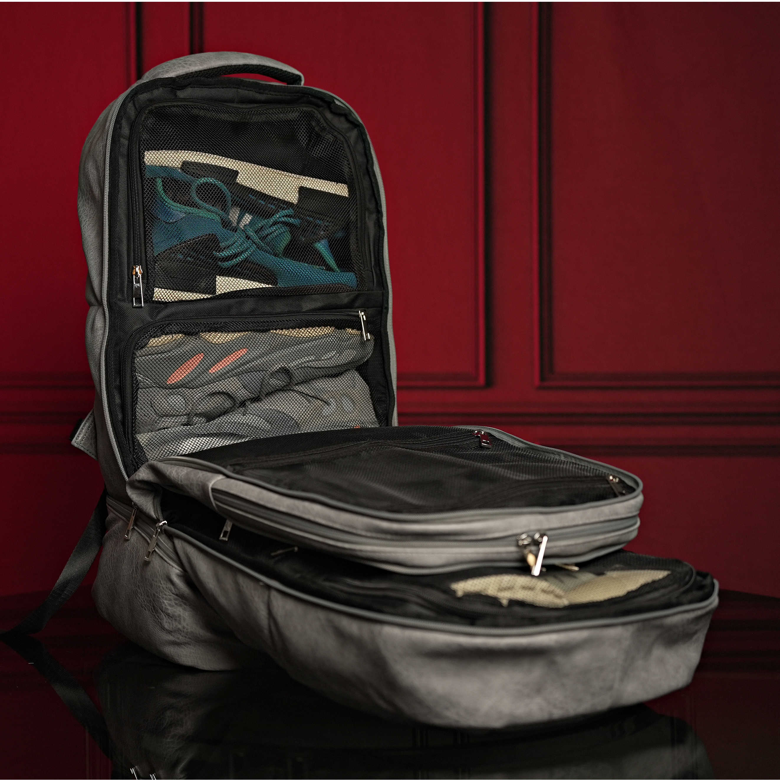 Grey Tumbled Leather Signature Bag Set (Signature Backpack and Duffle Bag) - Image 6