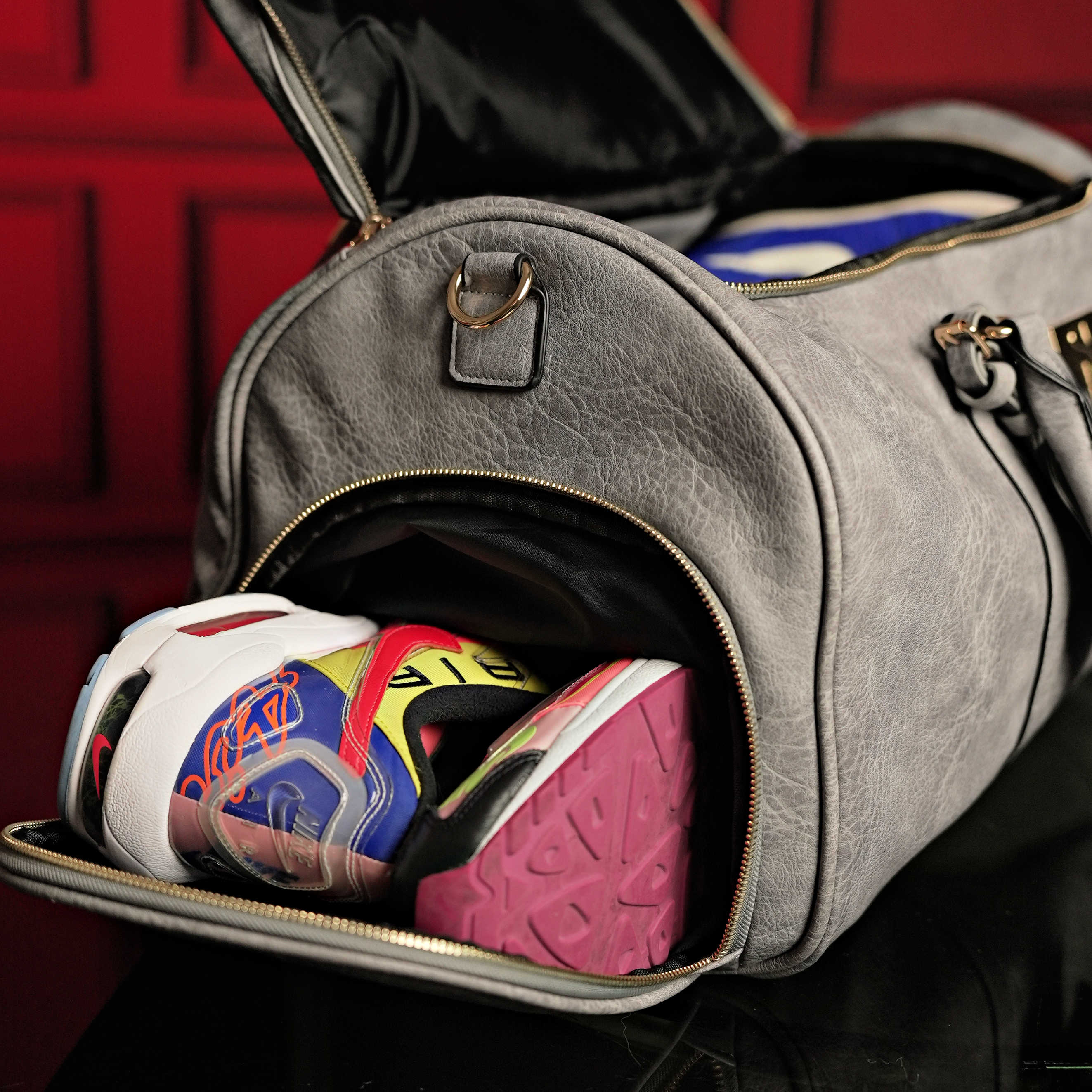 Grey Tumbled Leather Signature Bag Set (Signature Backpack and Duffle Bag) - Image 7