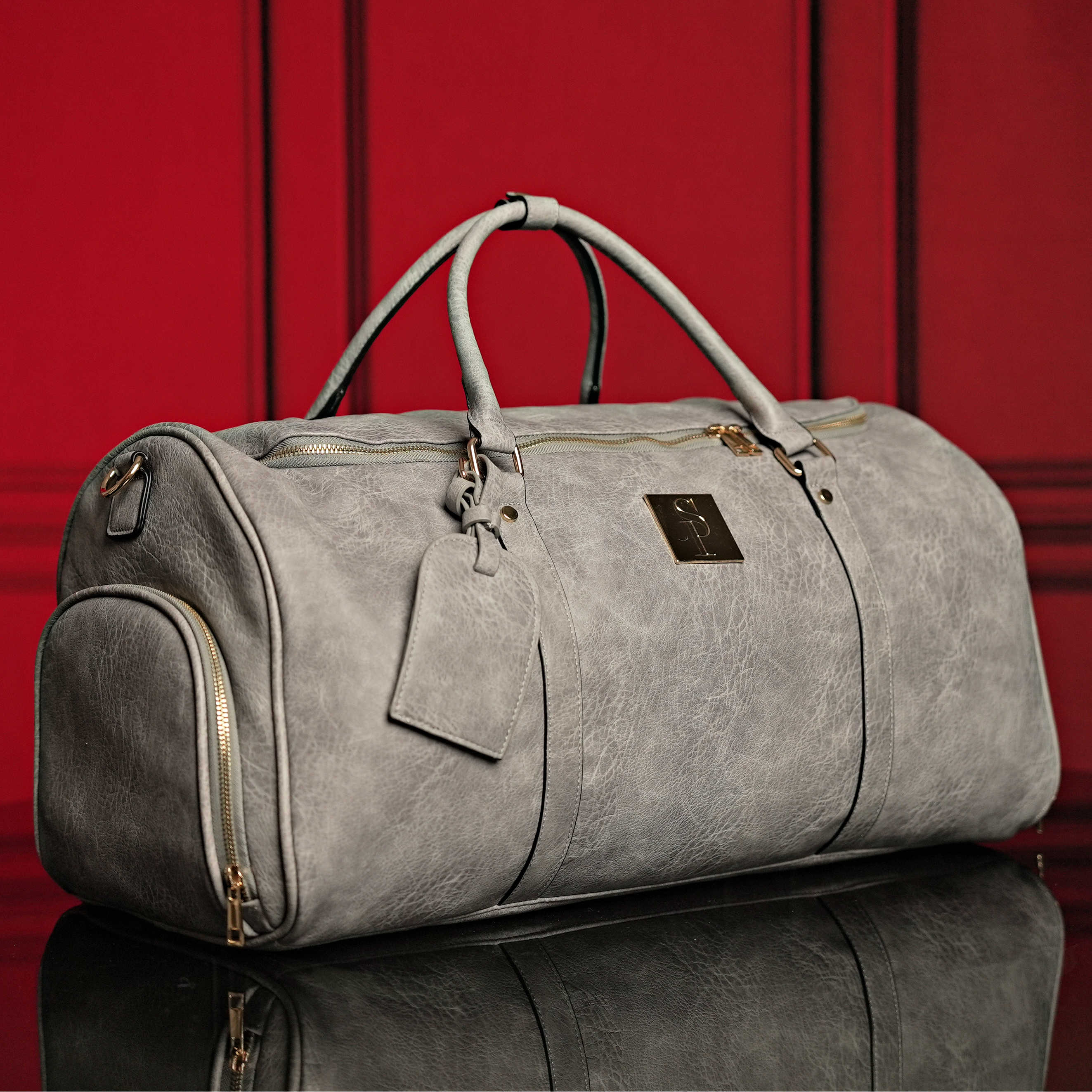 Grey Tumbled Luciano Leather 3 Bag Set - Image 2