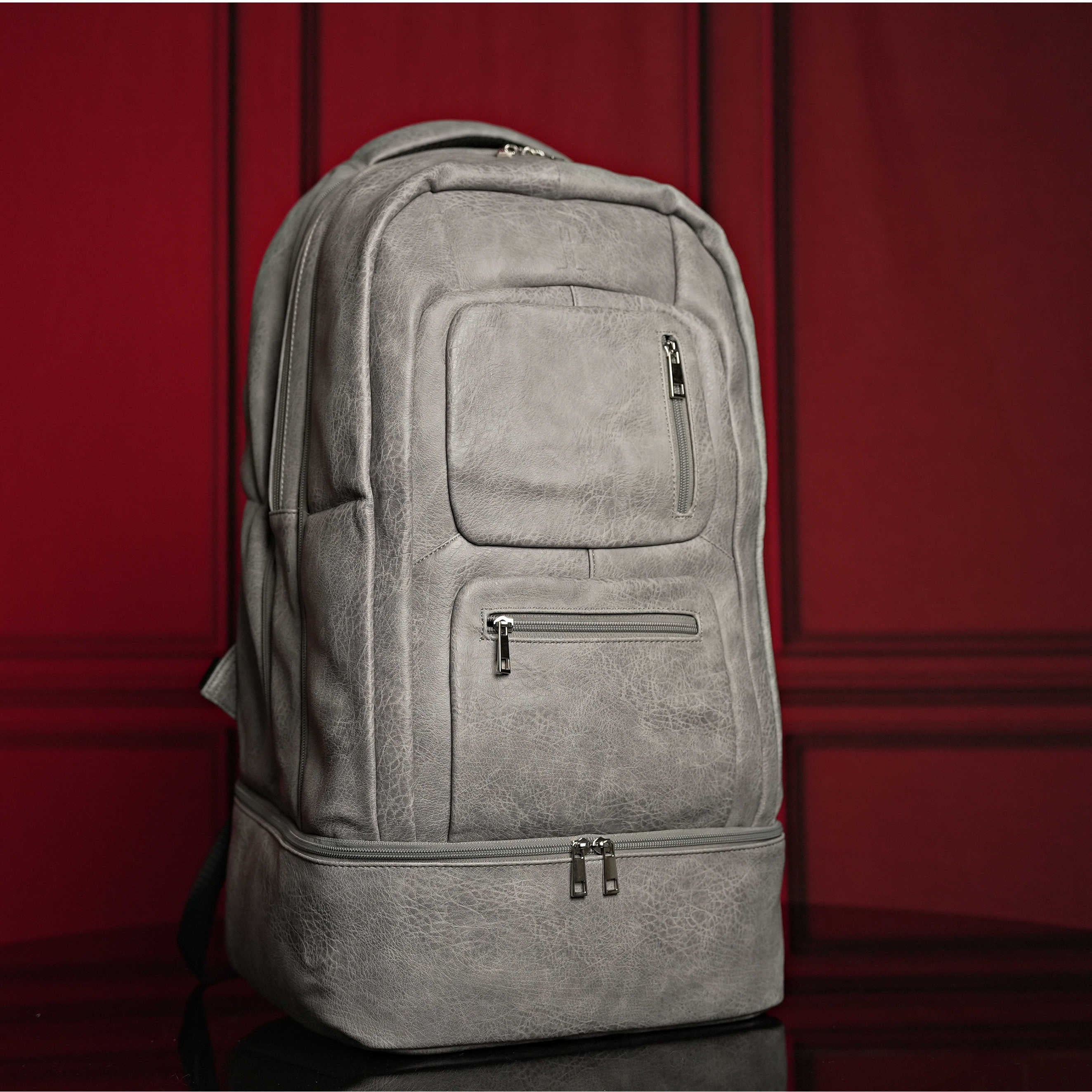 Grey Tumbled Luciano Leather 3 Bag Set - Image 3