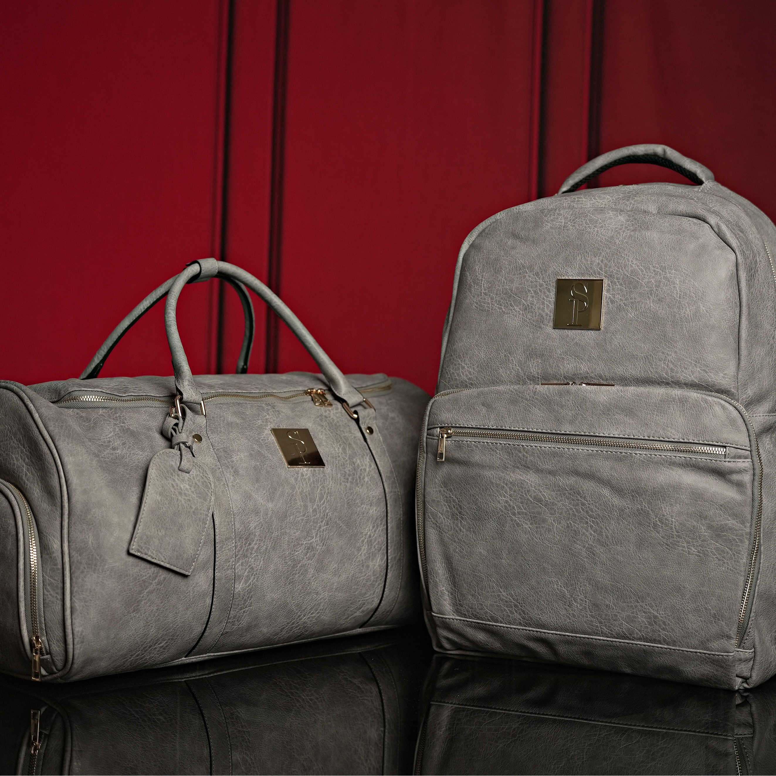 Grey Tumbled Luciano Leather 3 Bag Set - Image 5