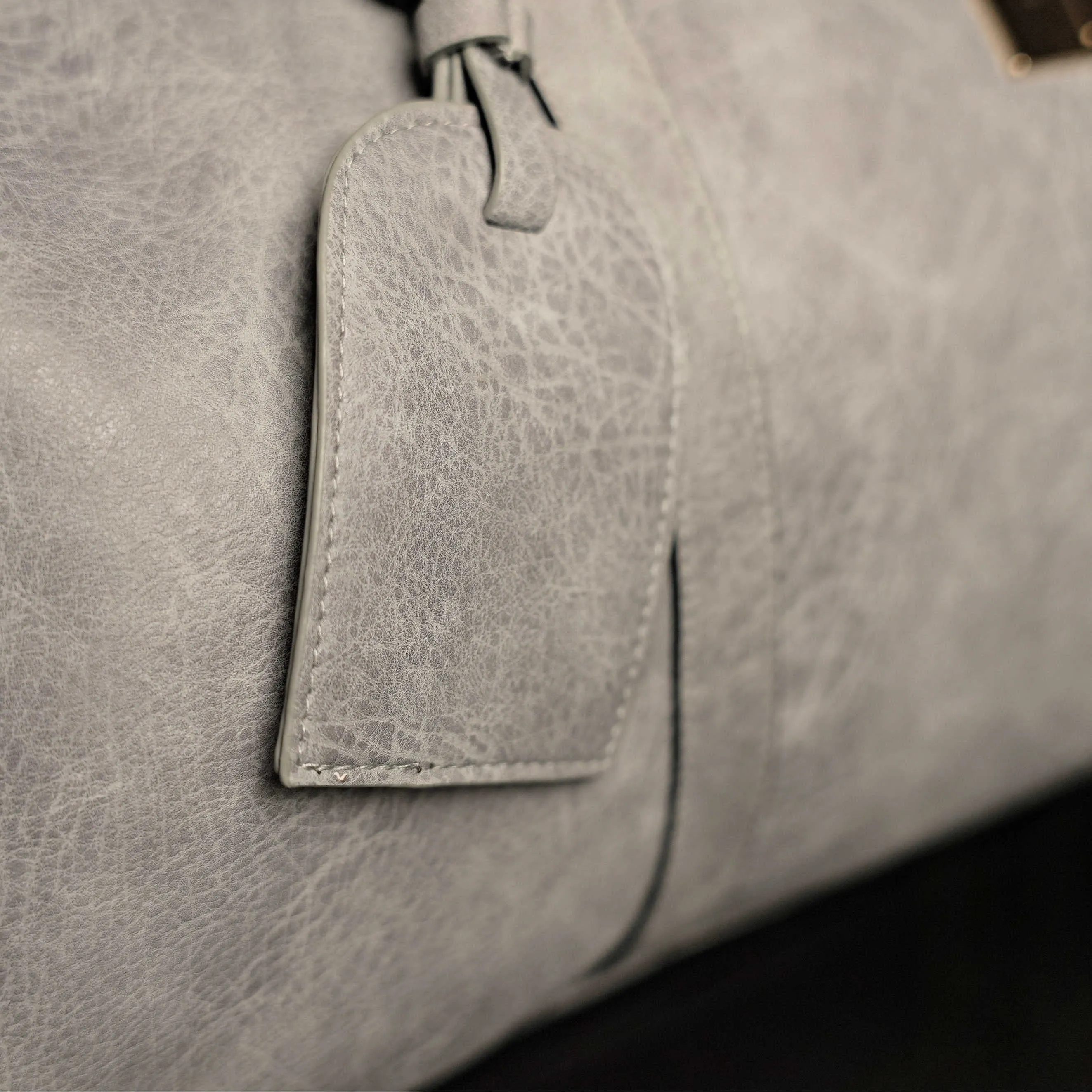Grey Tumbled Luciano Leather Duffle Bag (New Weekender Design) - Image 6