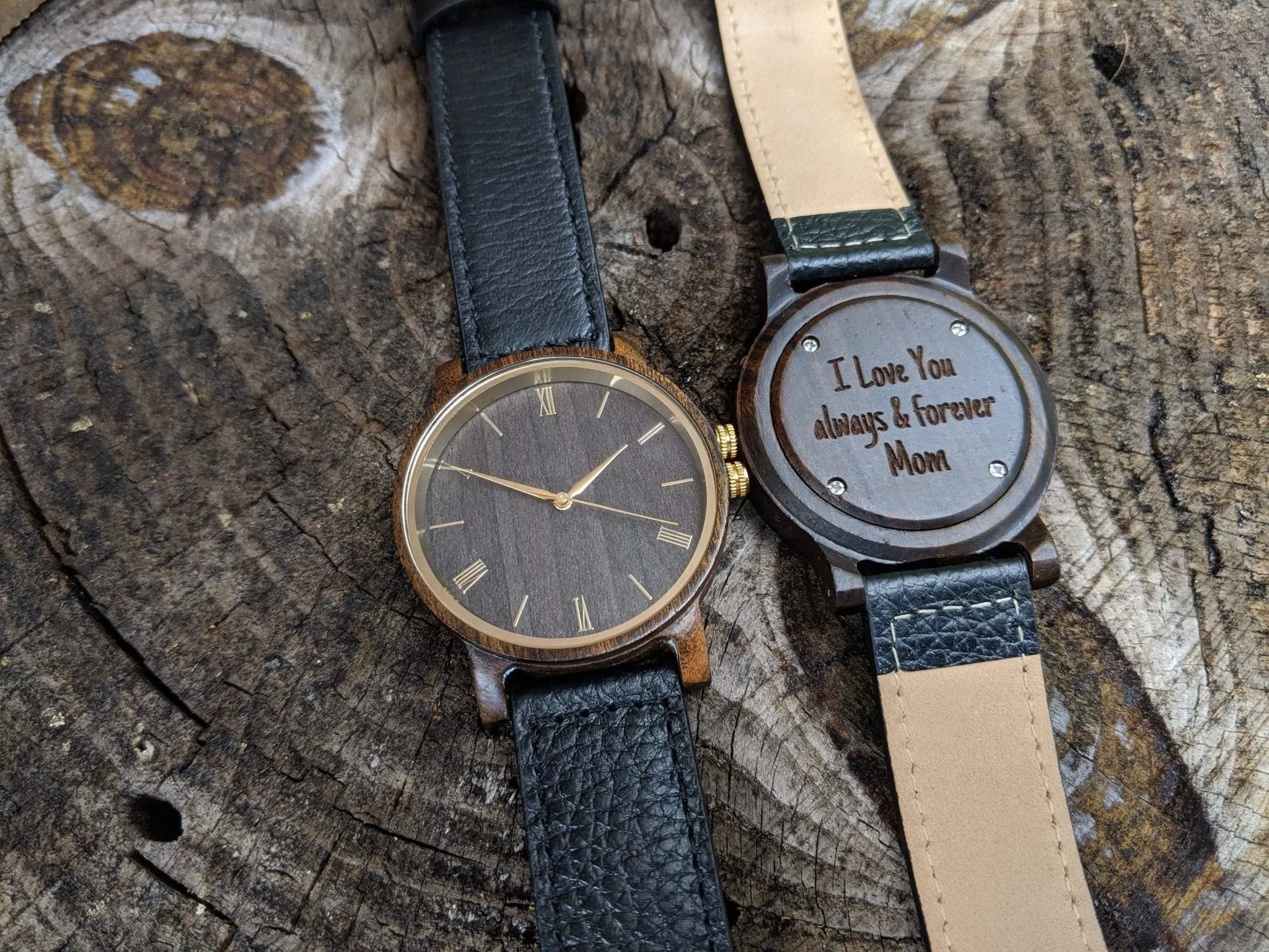 Groomsmen Set Of 10 Wooden Men's Watches Black Arce - Image 4