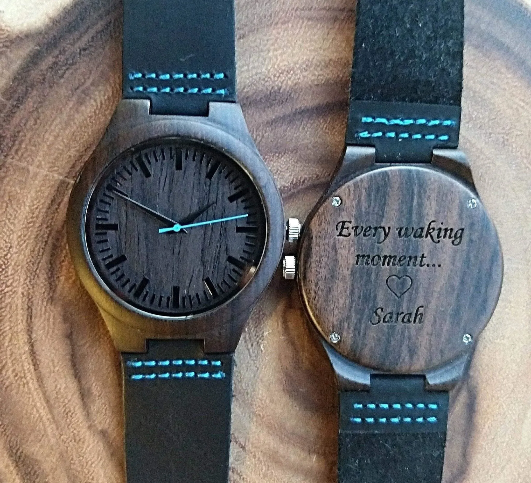 Groomsmen Set Of 10 Wooden Men's Watches - Blue Energico - Image 5