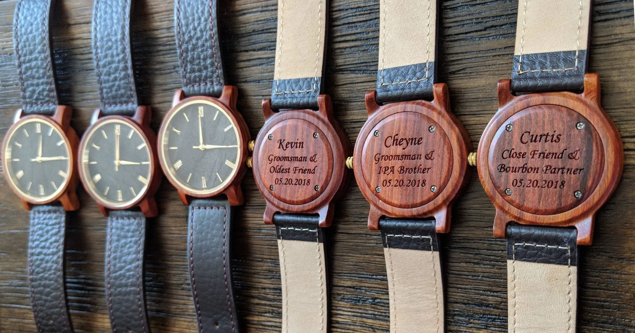 Groomsmen Set Of 10 Wooden Men's Watches Red Arce - Image 4