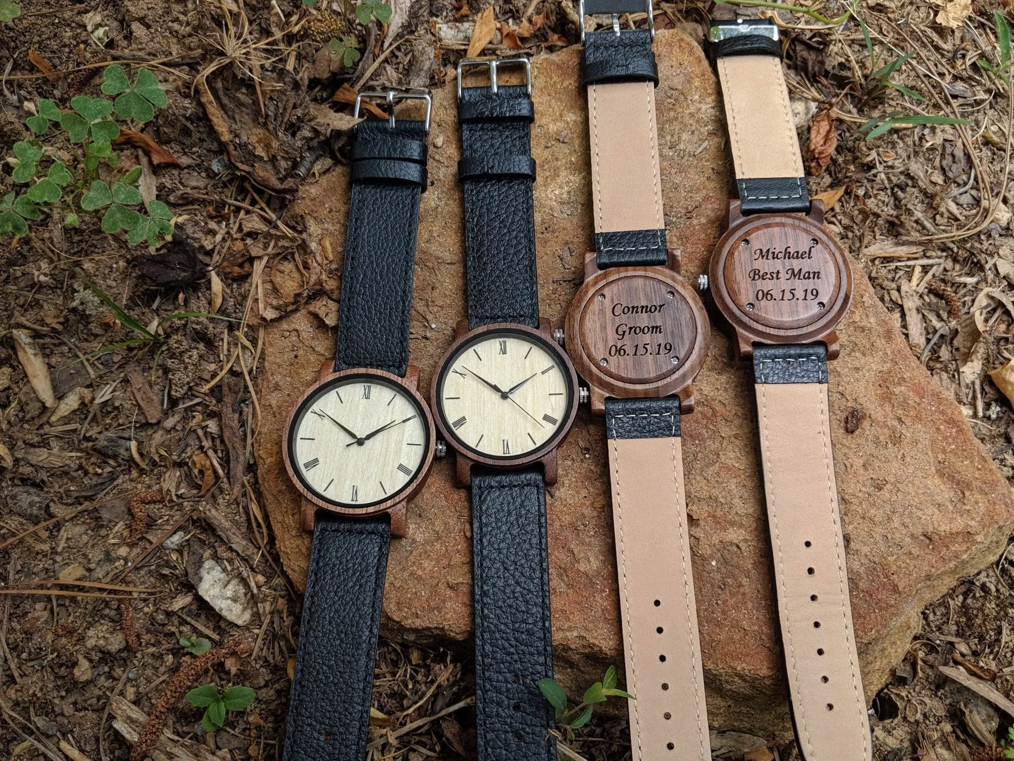 Groomsmen Set Of 10 Wooden Men's Watches Walnut Arce - Image 5