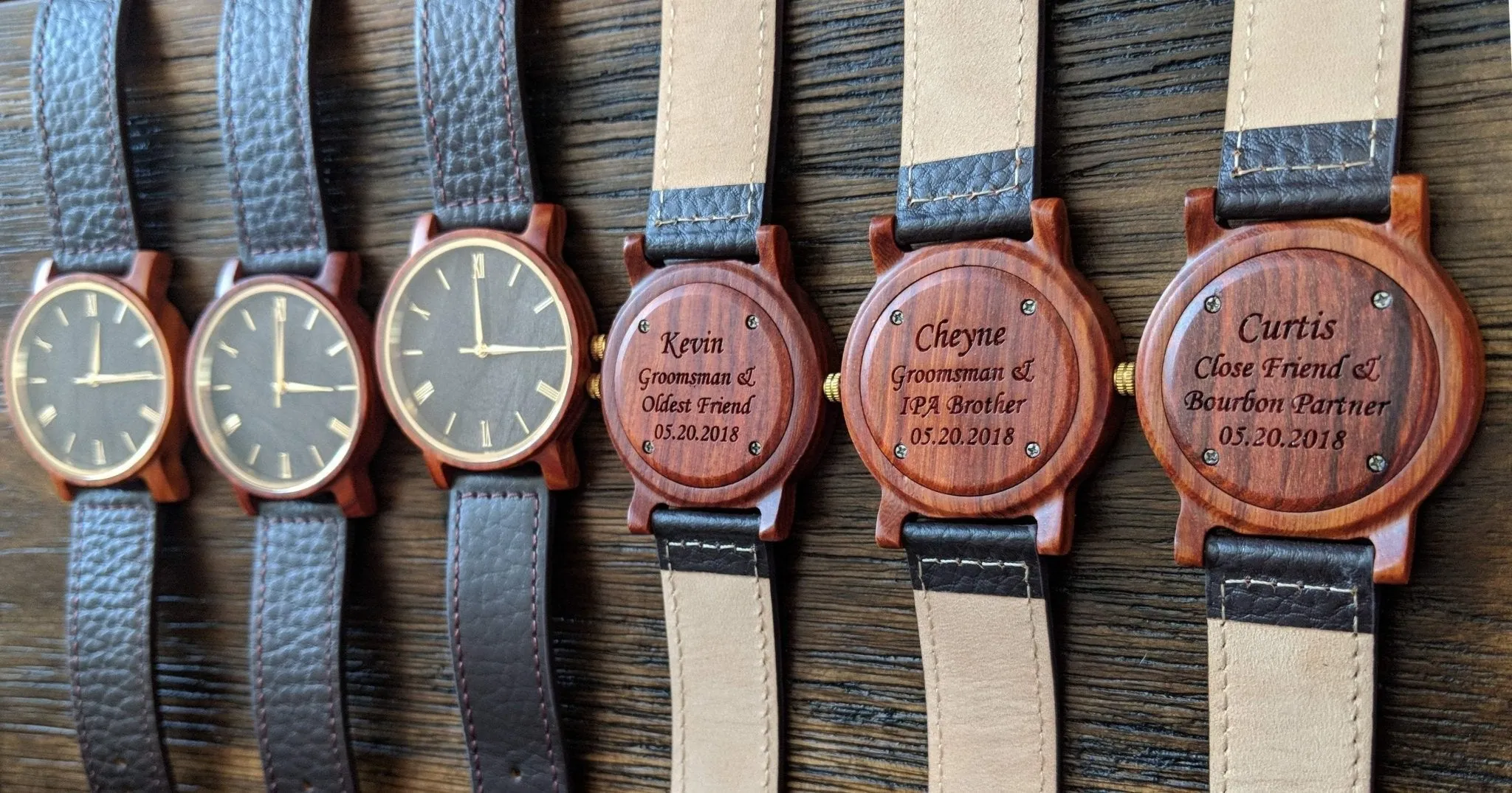 Groomsmen Set Of 12 Wooden Men's Watches Red Arce - Image 4