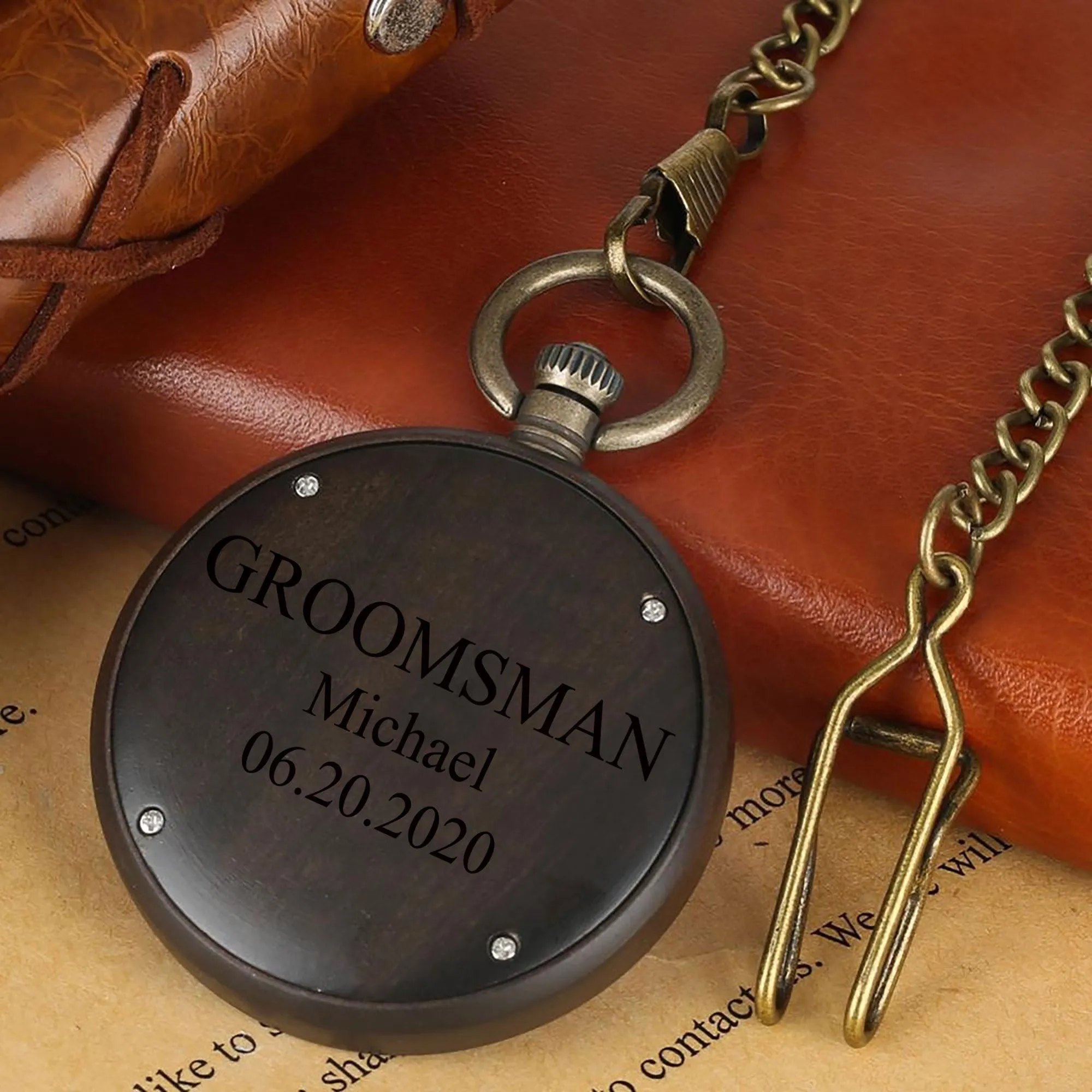 Groomsmen Set of 4 Wooden Pocket Watch | Valor - Image 4