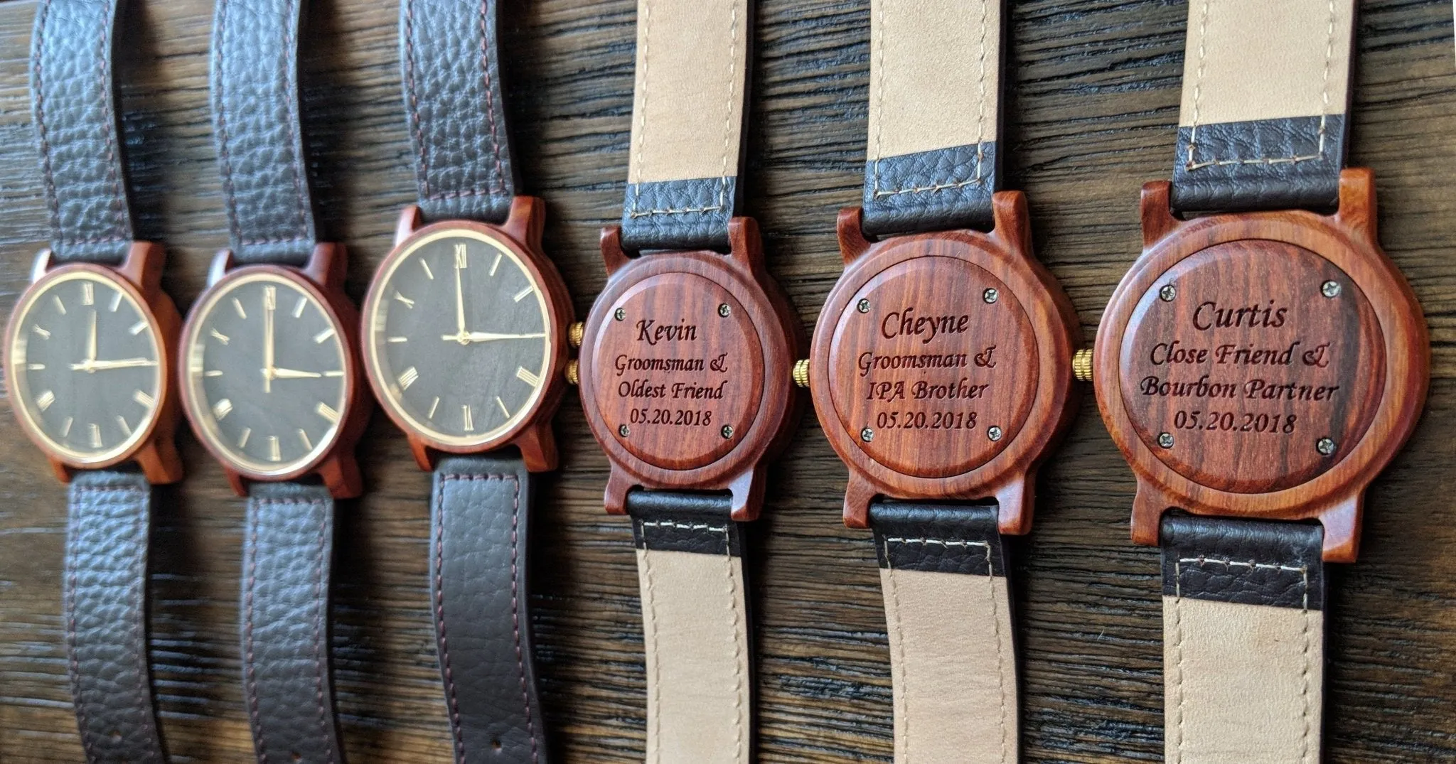 Groomsmen Set Of 4 Wooden Men's Watches Red Arce - Image 4