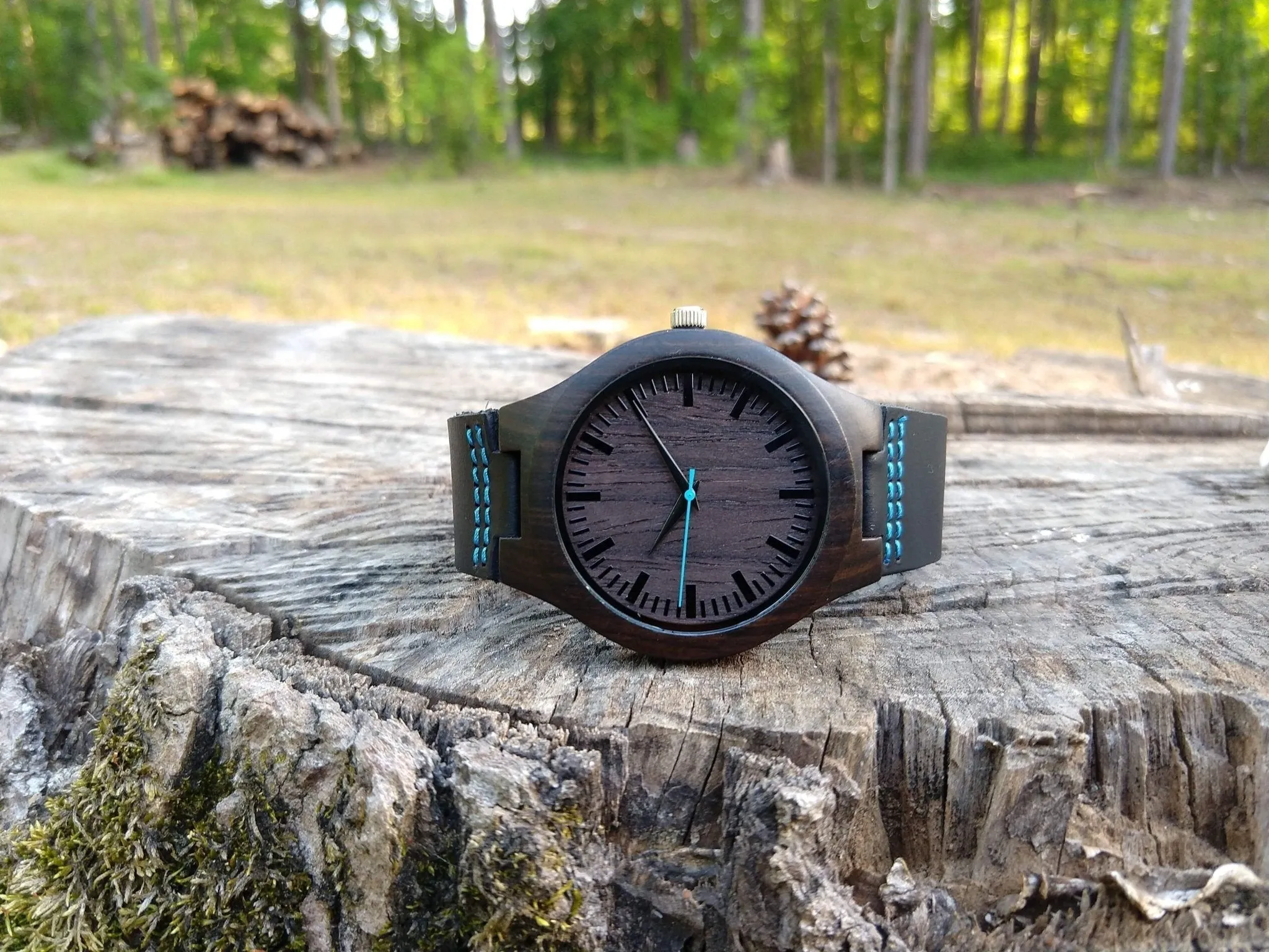 Groomsmen Set Of 6 Wooden Men's Watches - Blue Energico - Image 4