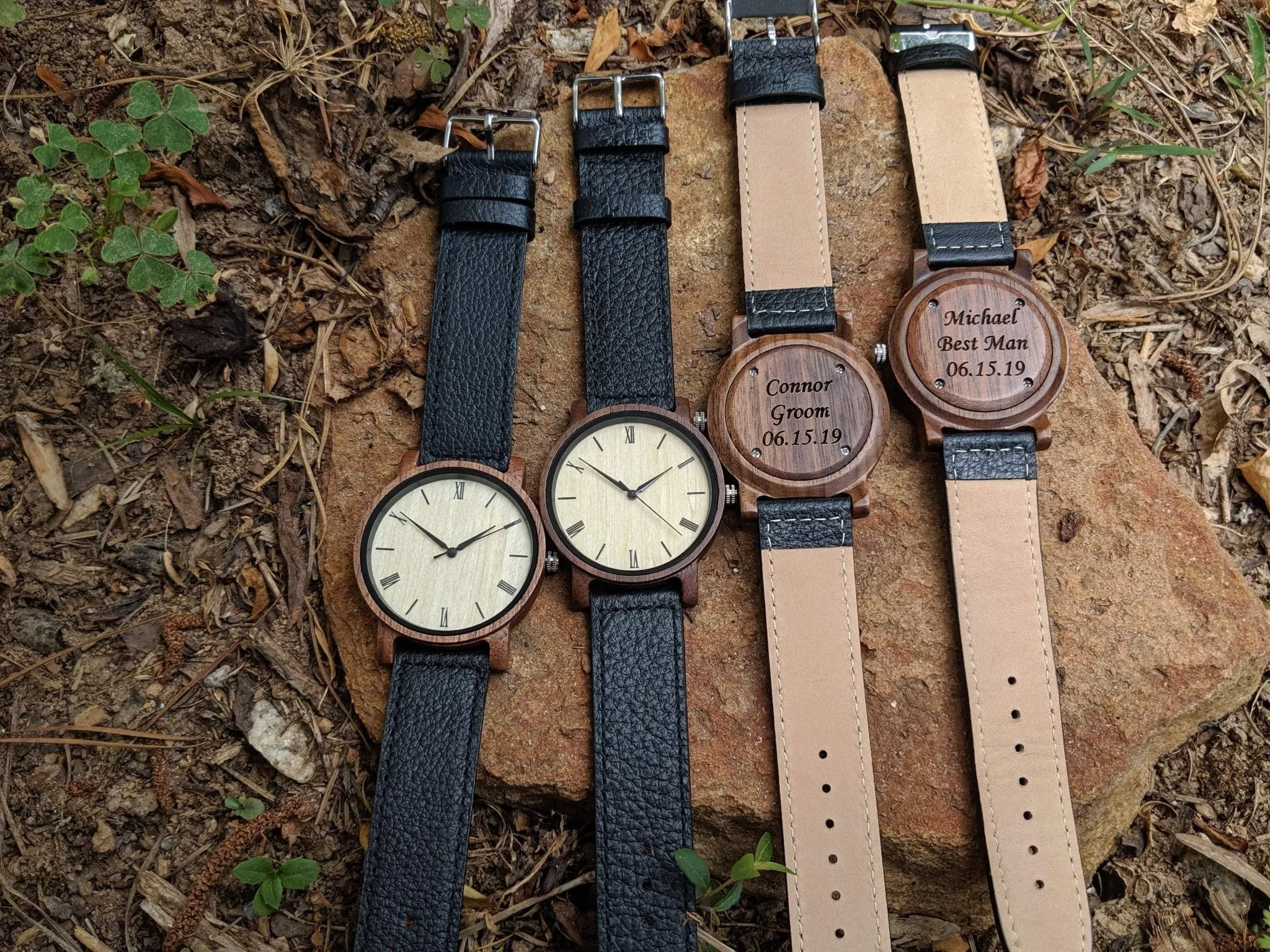 Groomsmen Set Of 7 Wooden Men's Watches Walnut Arce - Image 5