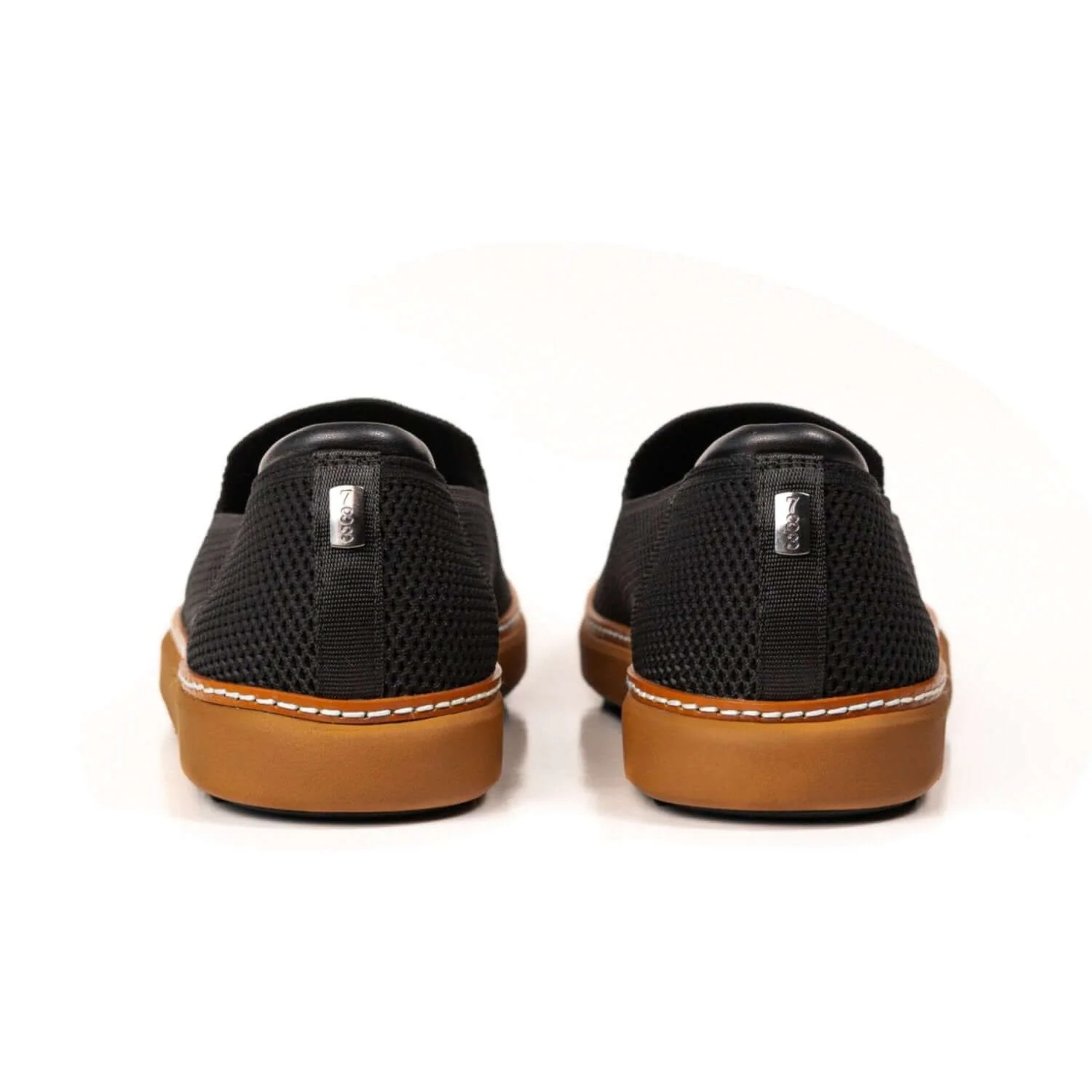 Grounding Slip-On Shoes • Black & Cognac Bamboo Knit - Image 4