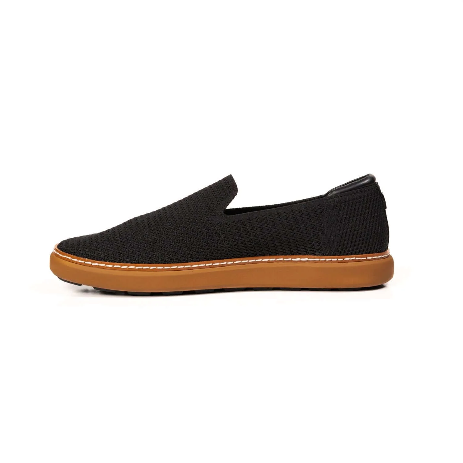 Grounding Slip-On Shoes • Black & Cognac Bamboo Knit - Image 5