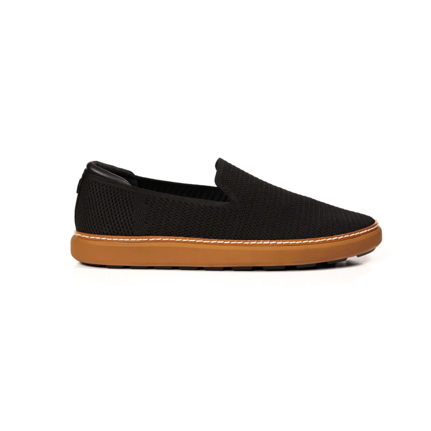 Grounding Slip-On Shoes • Black & Cognac Bamboo Knit - Image 6
