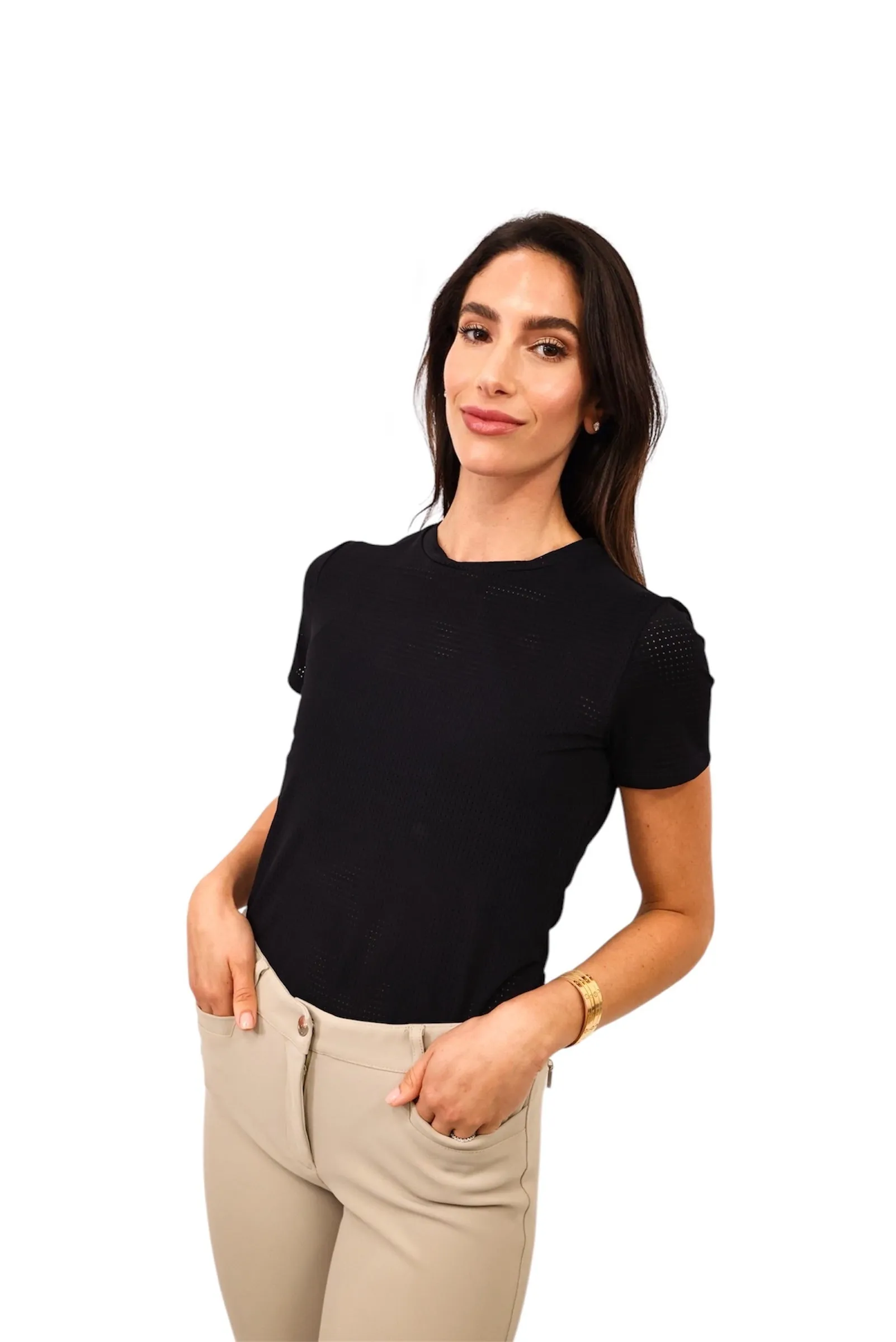Hallie Shirt – Perforated Short Sleeve Tee - Image 2