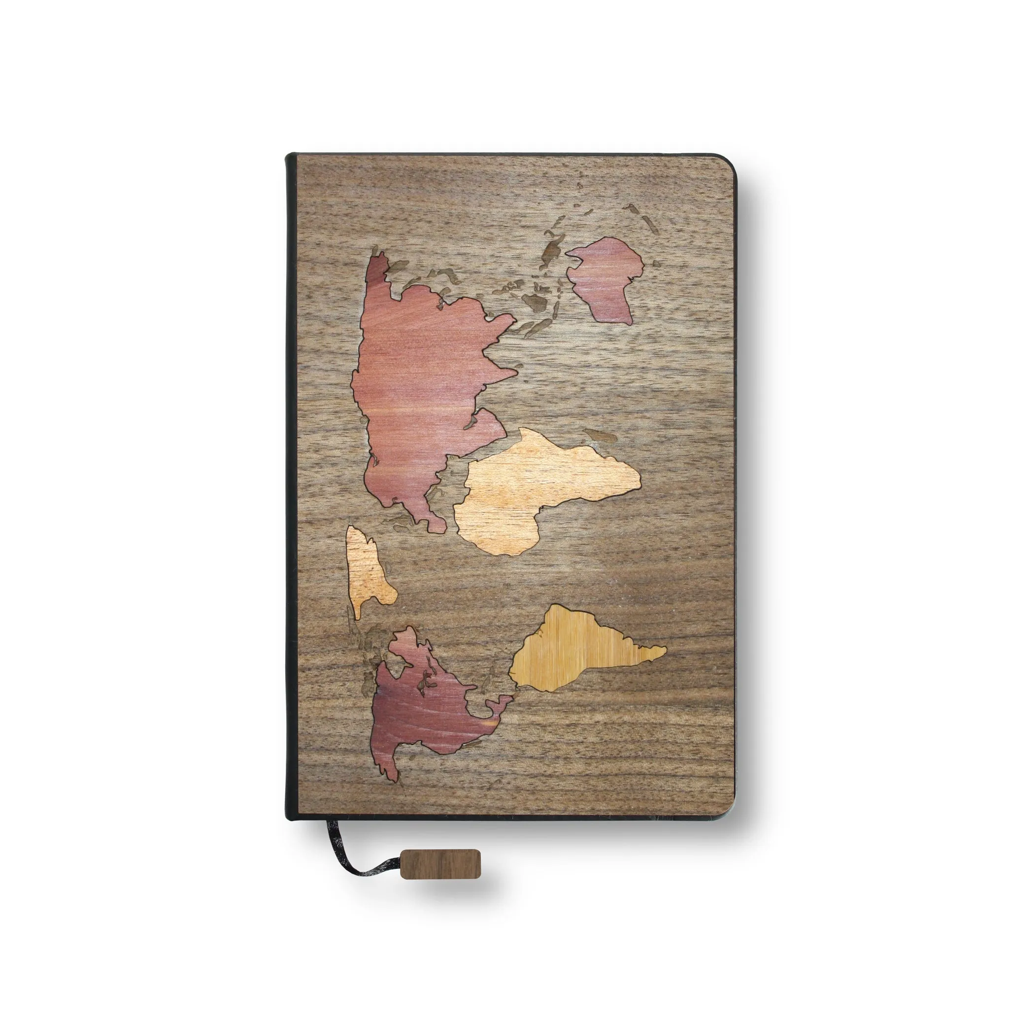 Handcrafted Wood Journal / Planner (World Map Inlay - Black Walnut) - Image 2