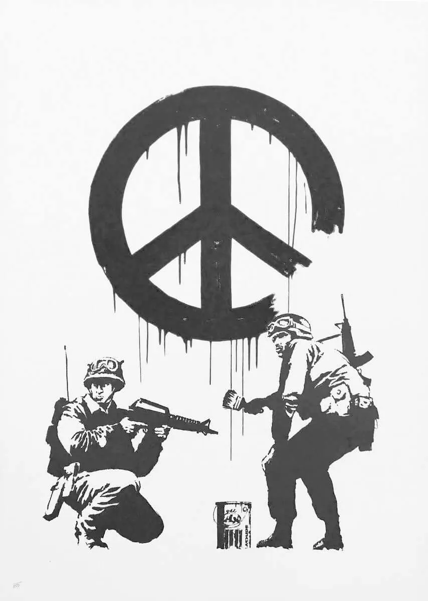 Handcrafted Wooden Journal / Planner (Banksy - Soldiers Wishing for Peace) - Image 2