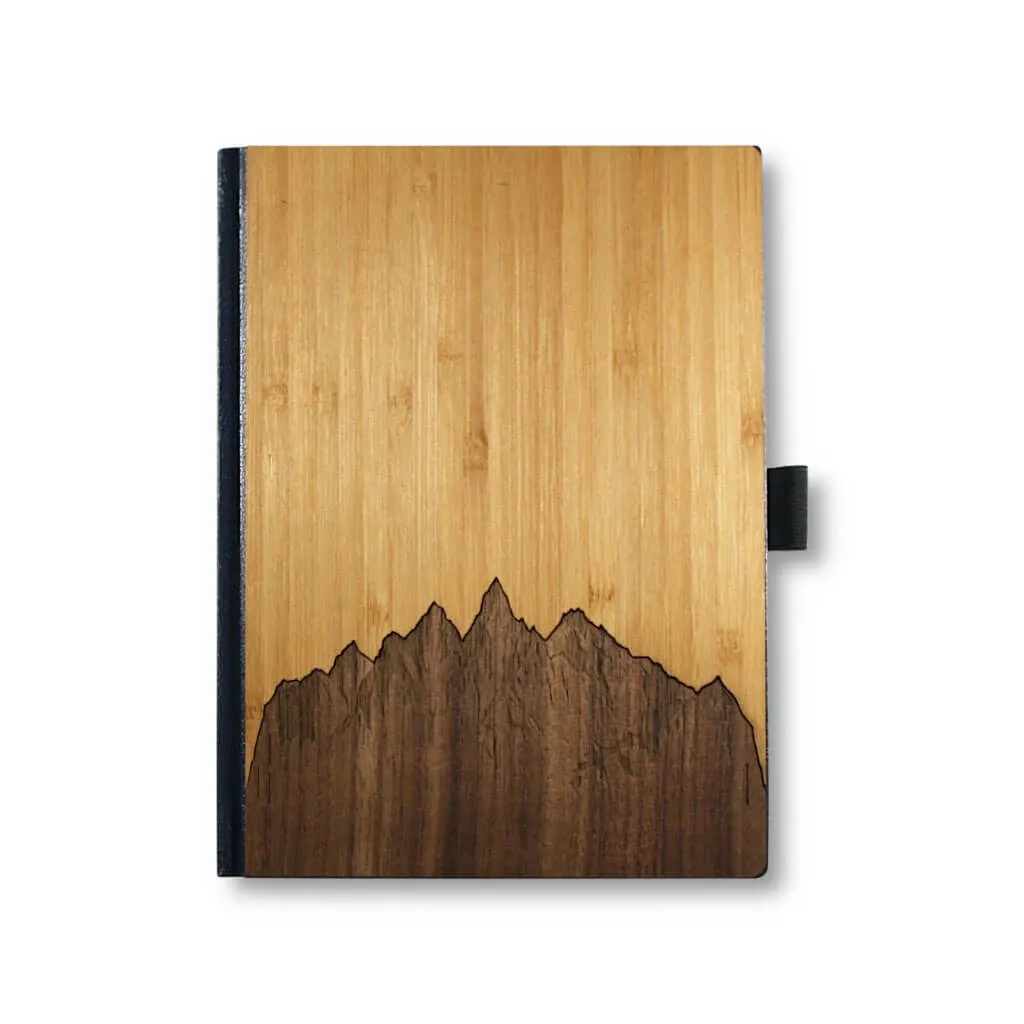 Handcrafted Wooden Journal / Planner / Notebook (Sawtooth Mountains Inlay in Walnut & Bamboo) - Image 2