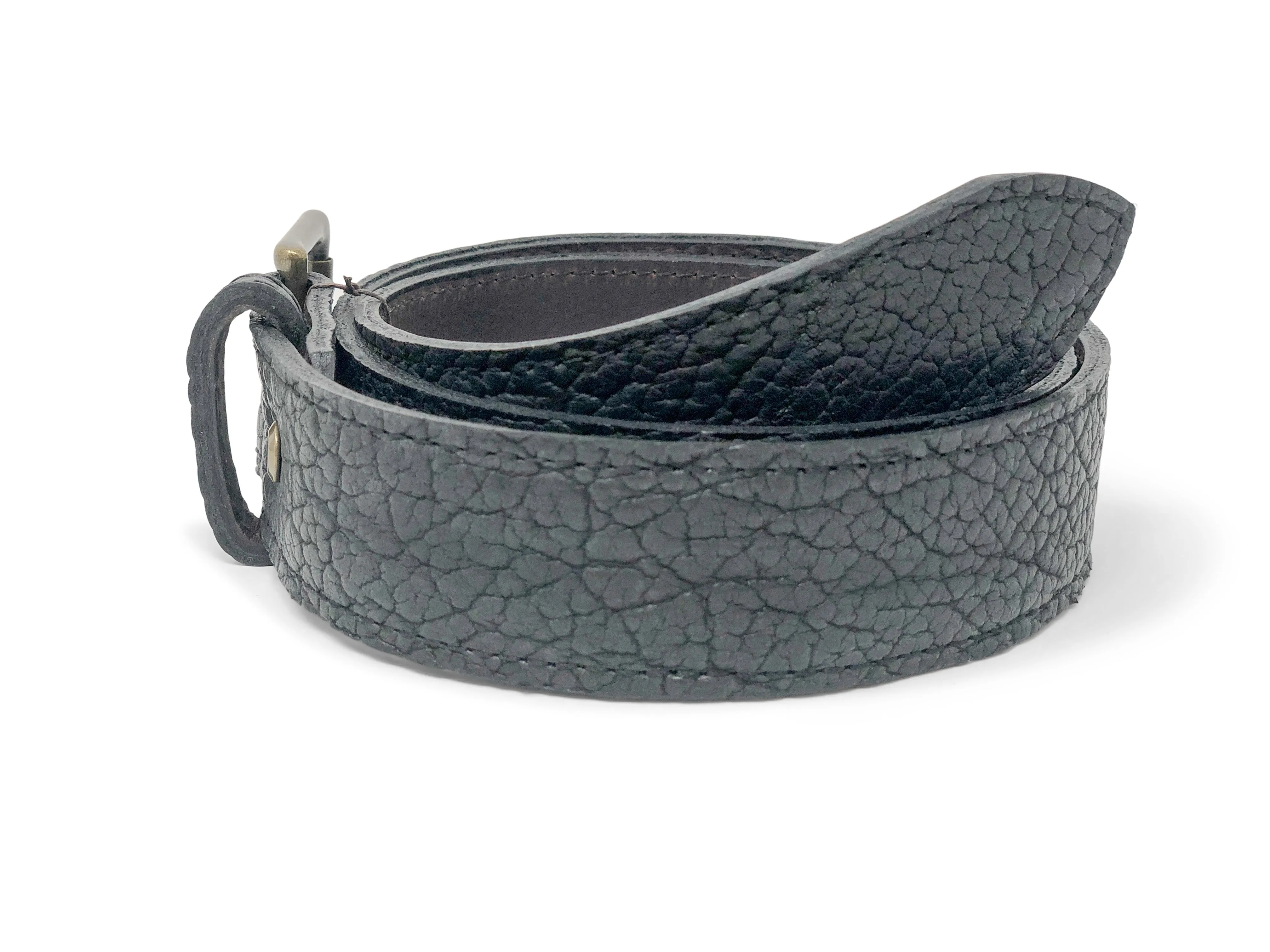 Handmade Leather Belt | American Shrunken Bison | Black - Image 2
