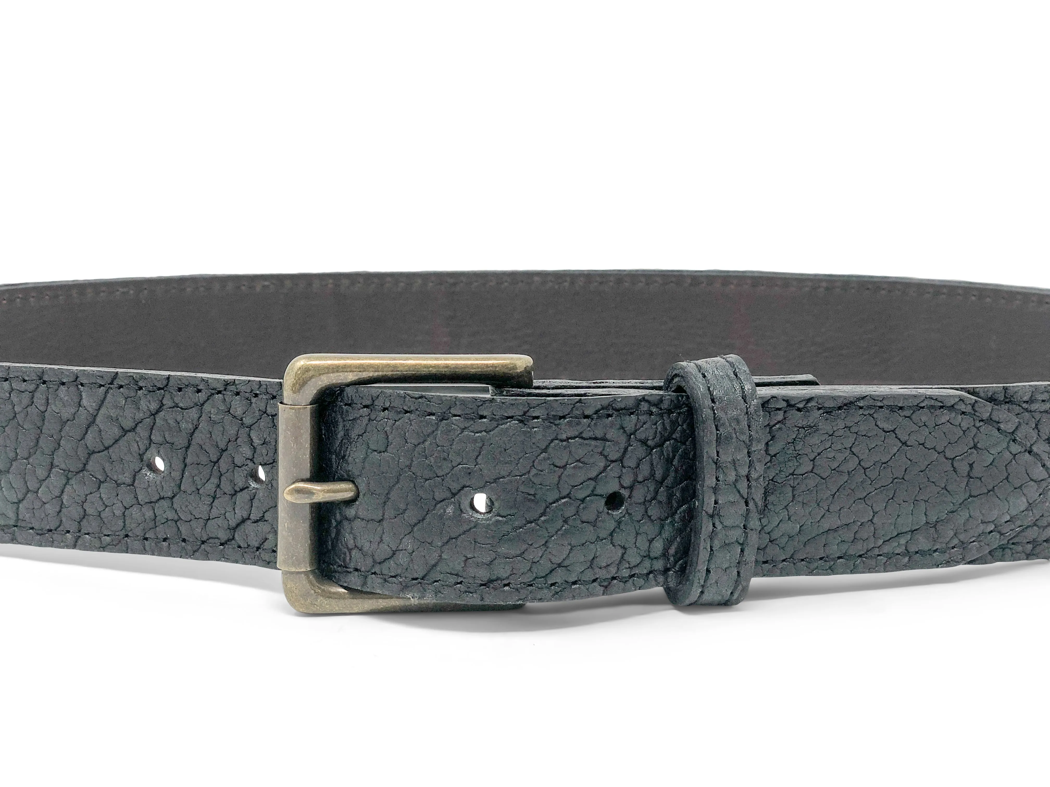 Handmade Leather Belt | American Shrunken Bison | Black - Image 3