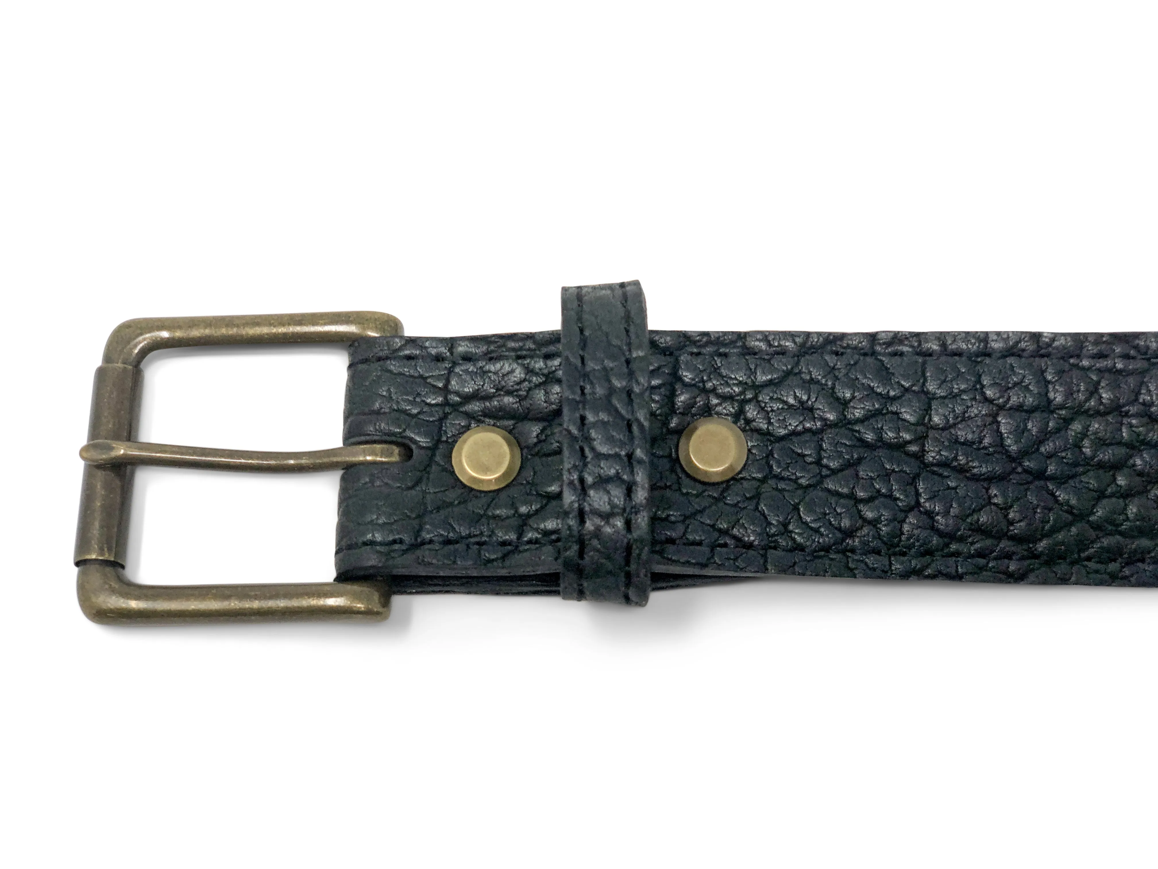 Handmade Leather Belt | American Shrunken Bison | Black - Image 4