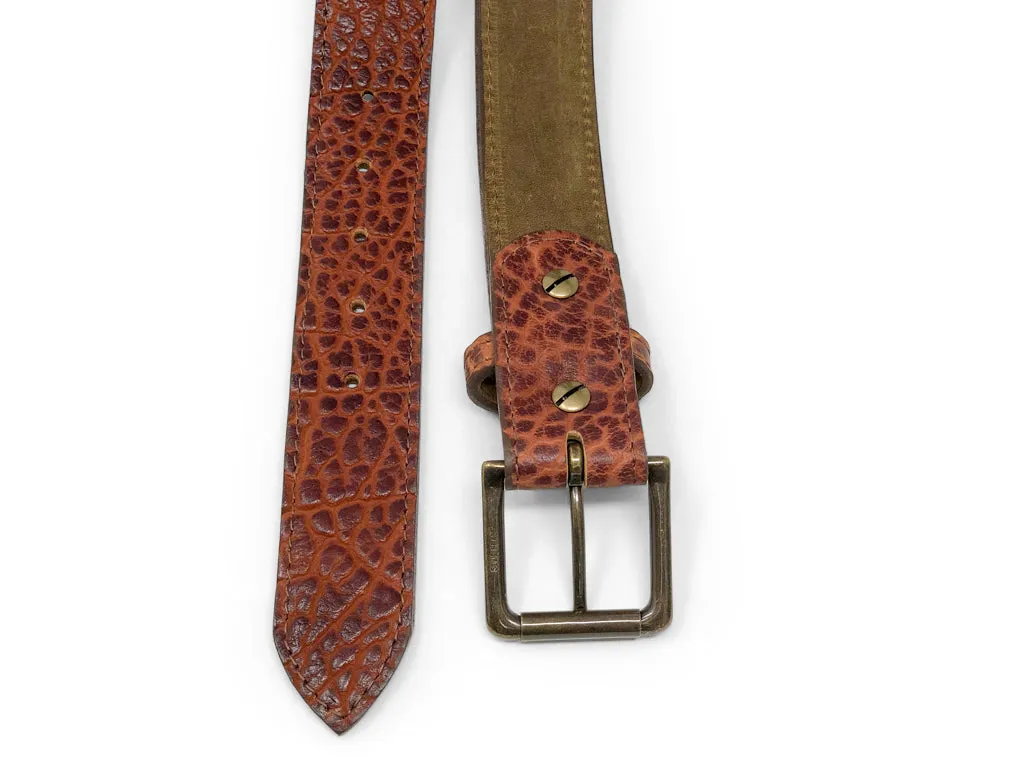 Handmade Leather Belt | American Shrunken Bison | Cognac - Image 3