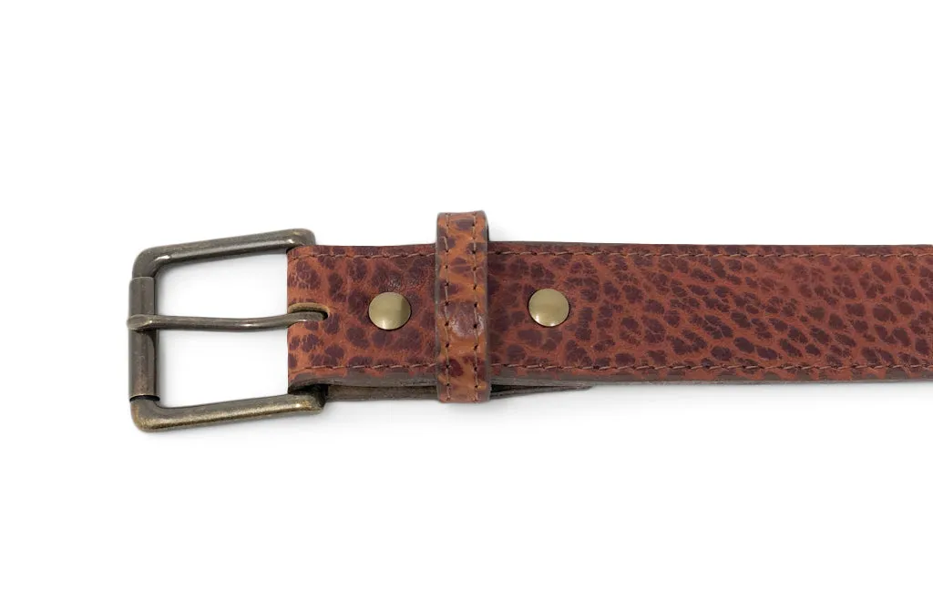 Handmade Leather Belt | American Shrunken Bison | Cognac - Image 4