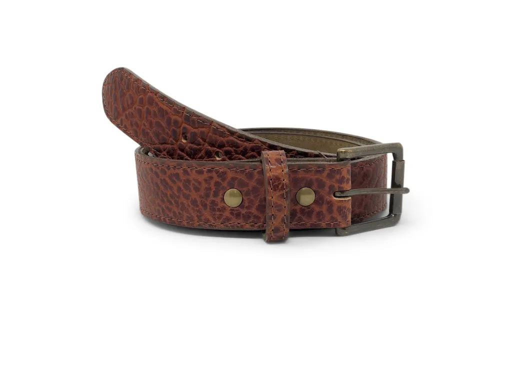 Handmade Leather Belt | American Shrunken Bison | Cognac - Image 5