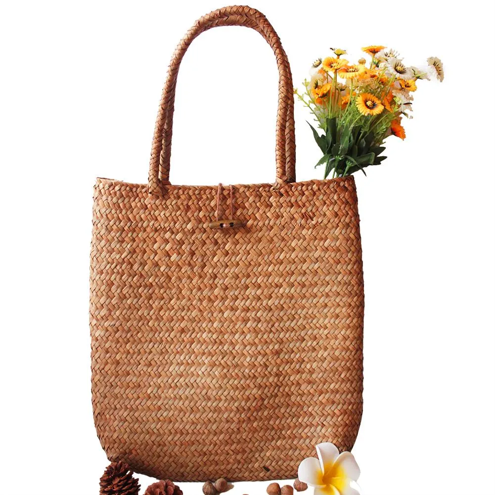 Handmade Rattan Storage Bags with Button - Image 5