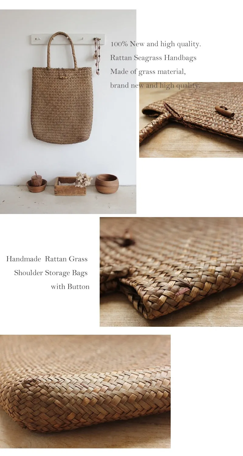 Handmade Rattan Storage Bags with Button - Image 6