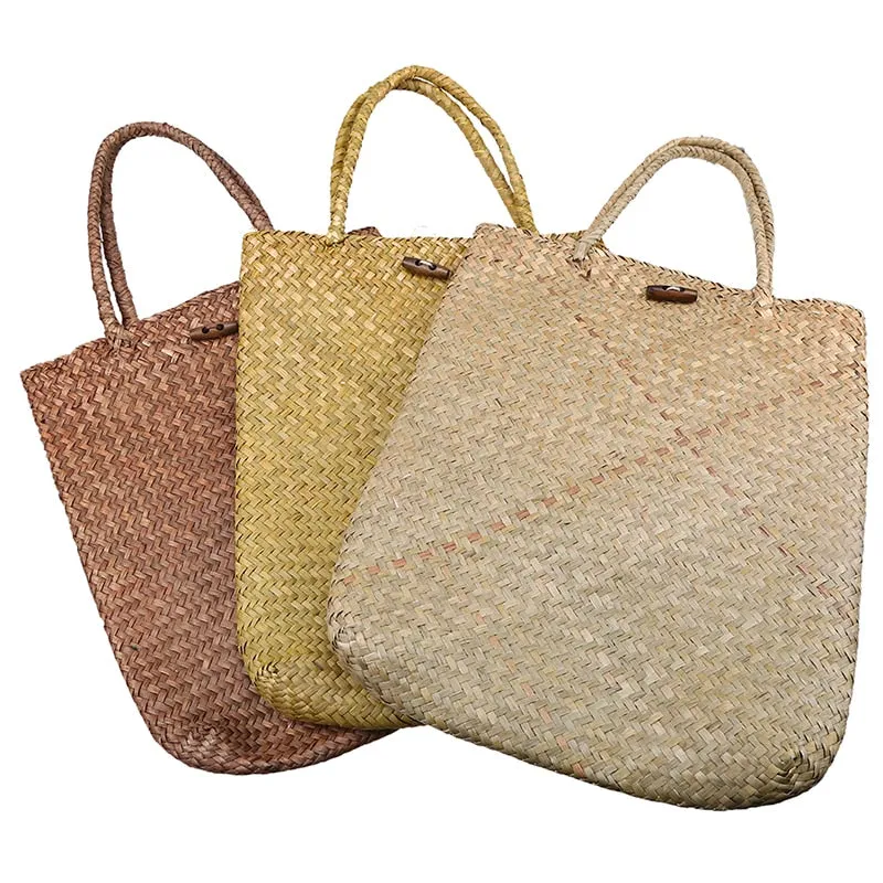 Handmade Rattan Storage Bags with Button - Image 7