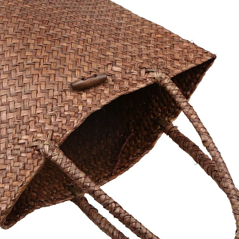 Handmade Rattan Storage Bags with Button - Image 8