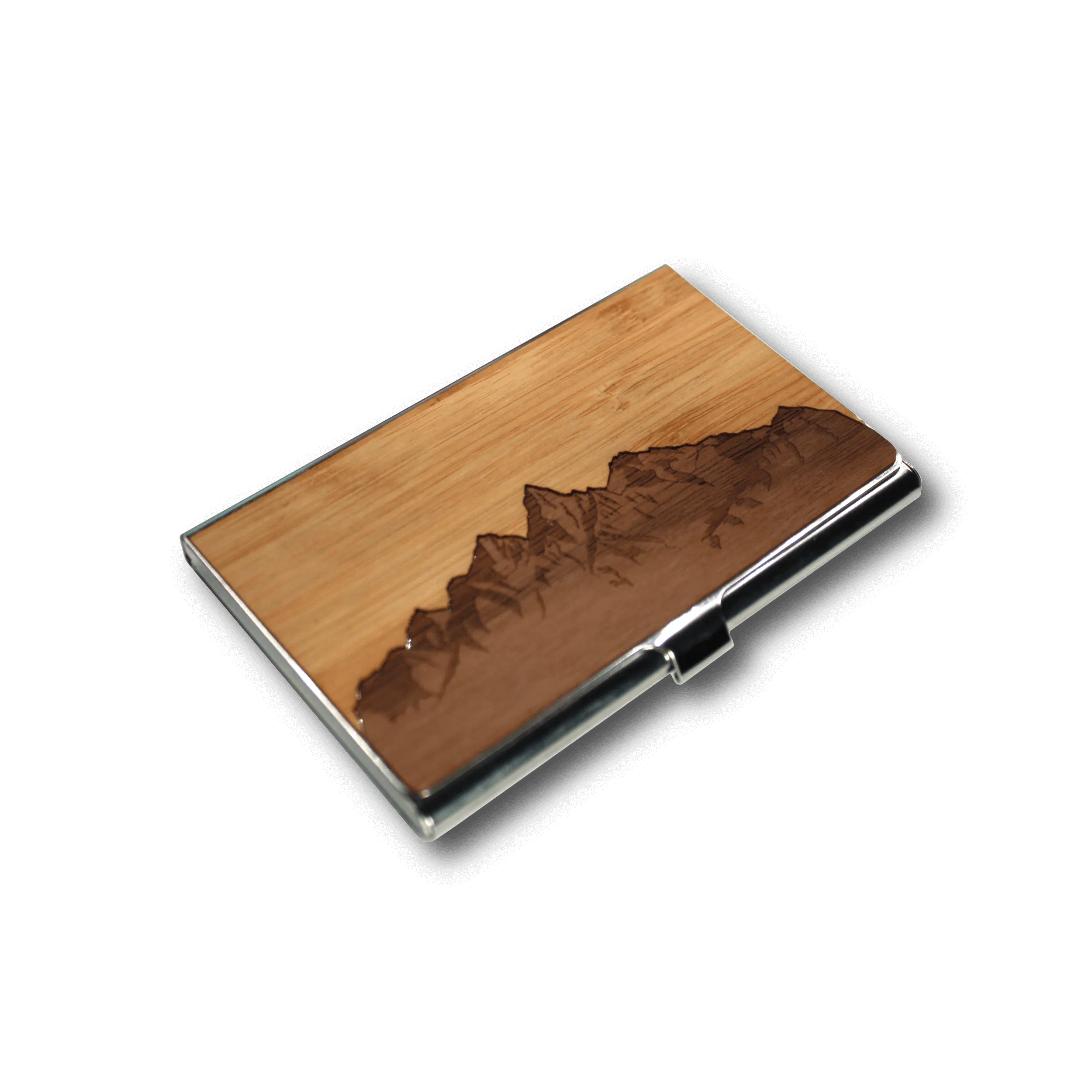 Handmade Wooden Business Card Holder (Sawtooth Mountains) - Image 3