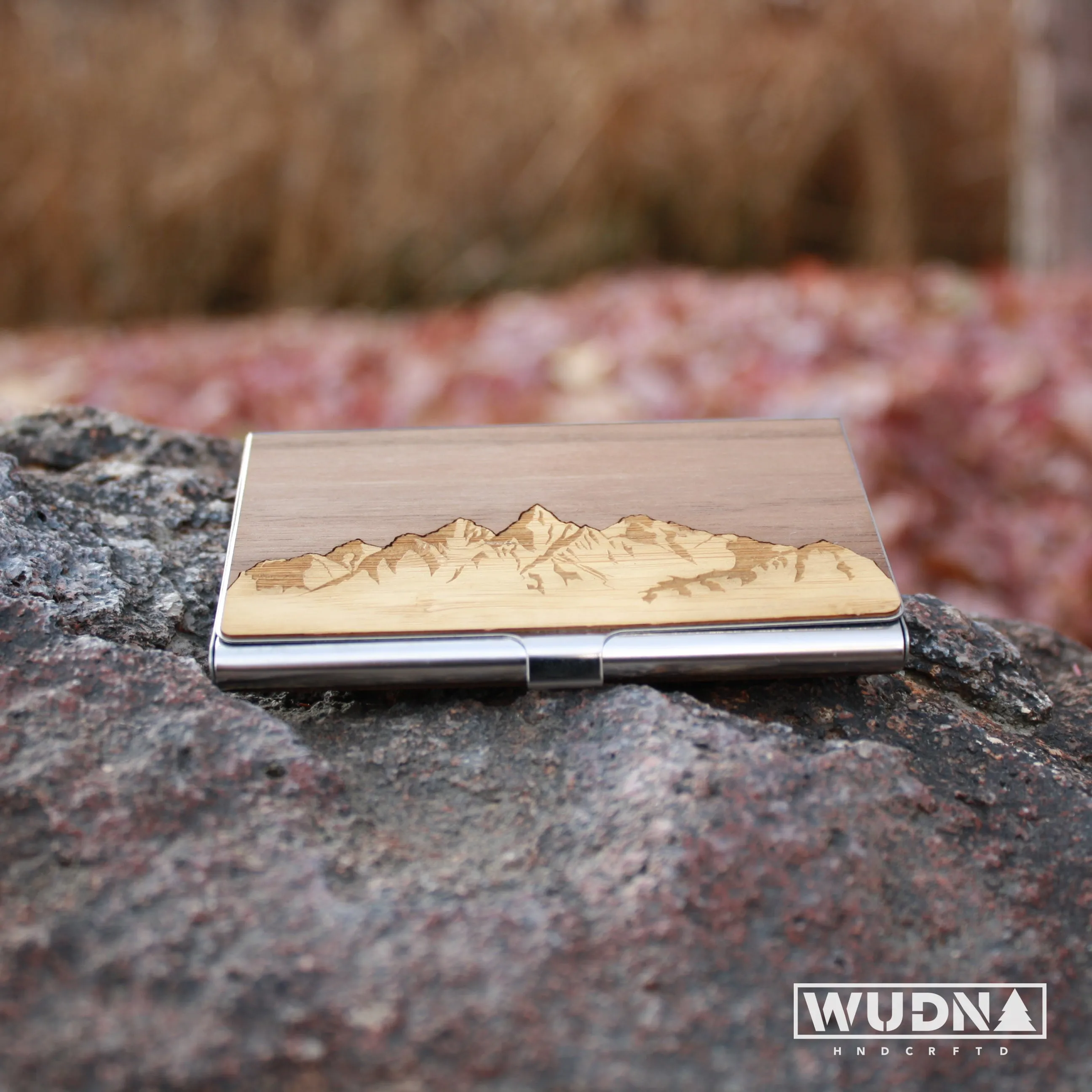 Handmade Wooden Business Card Holder (Sawtooth Mountains) - Image 8