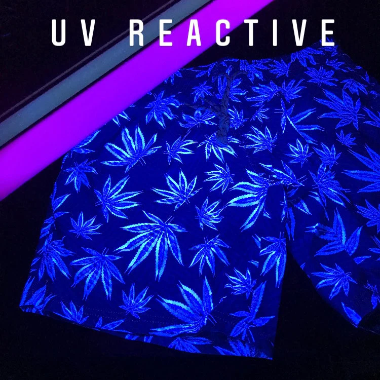 Hawaiian Style Blue and Grey Weed Swim Shorts - Image 3