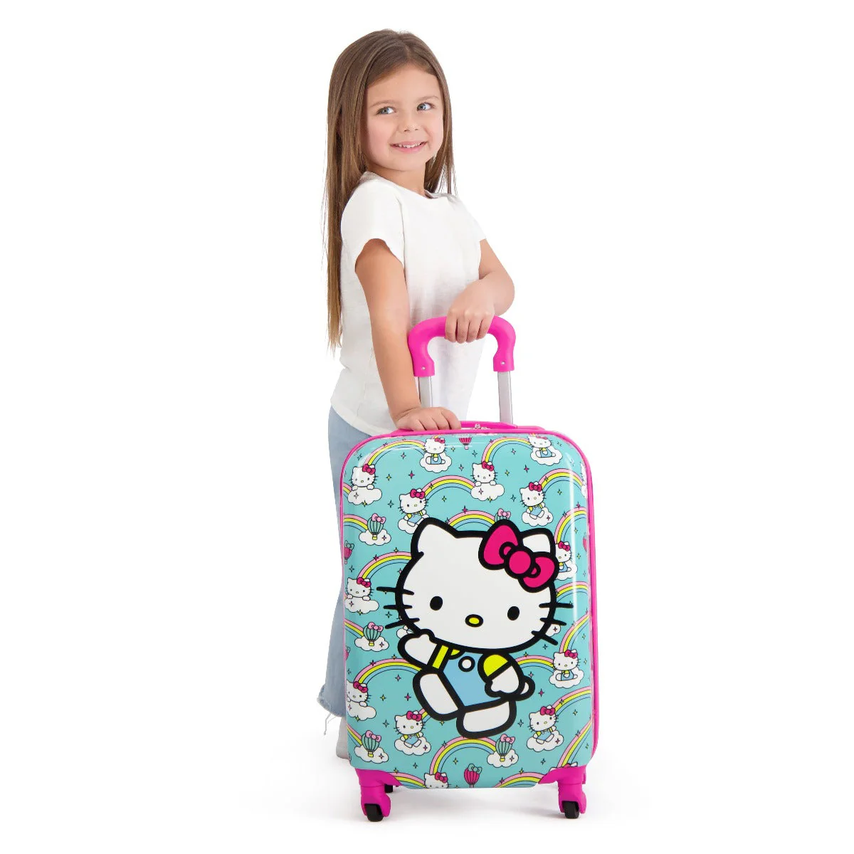 Hello Kitty Rainbows Kids 21" Sky Blue Carry-on Luggage - Image 7