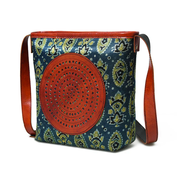 Heritage Ajrakh Leather Tote Bag - Image 2