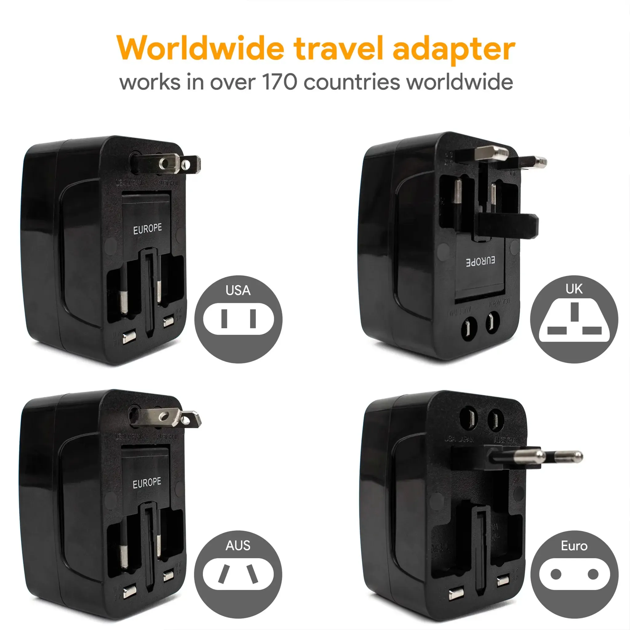 International Travel Adapter with USB Ports - Image 4