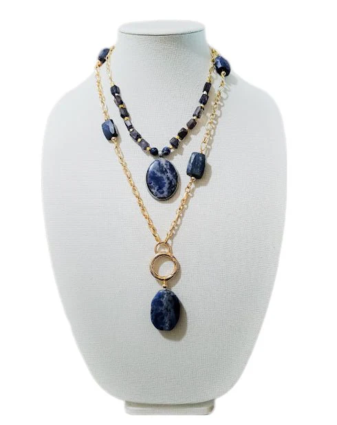Iolite and Sodalite Layer Necklace Set - Image 2