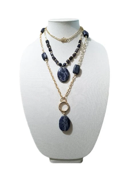 Iolite and Sodalite Layer Necklace Set - Image 3